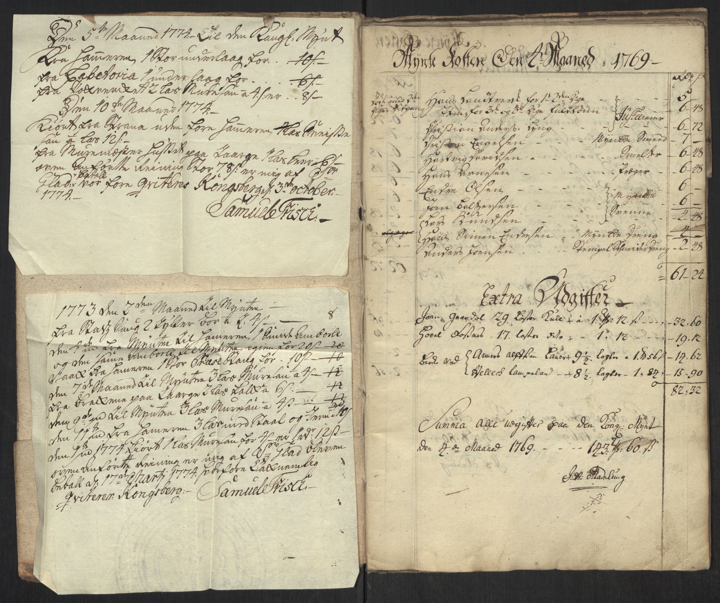 Rentekammeret inntil 1814, Realistisk ordnet avdeling, AV/RA-EA-4070/Oa/L0010: [Y8]: Regninger for Kongsbergs mynt., 1760-1805, p. 97