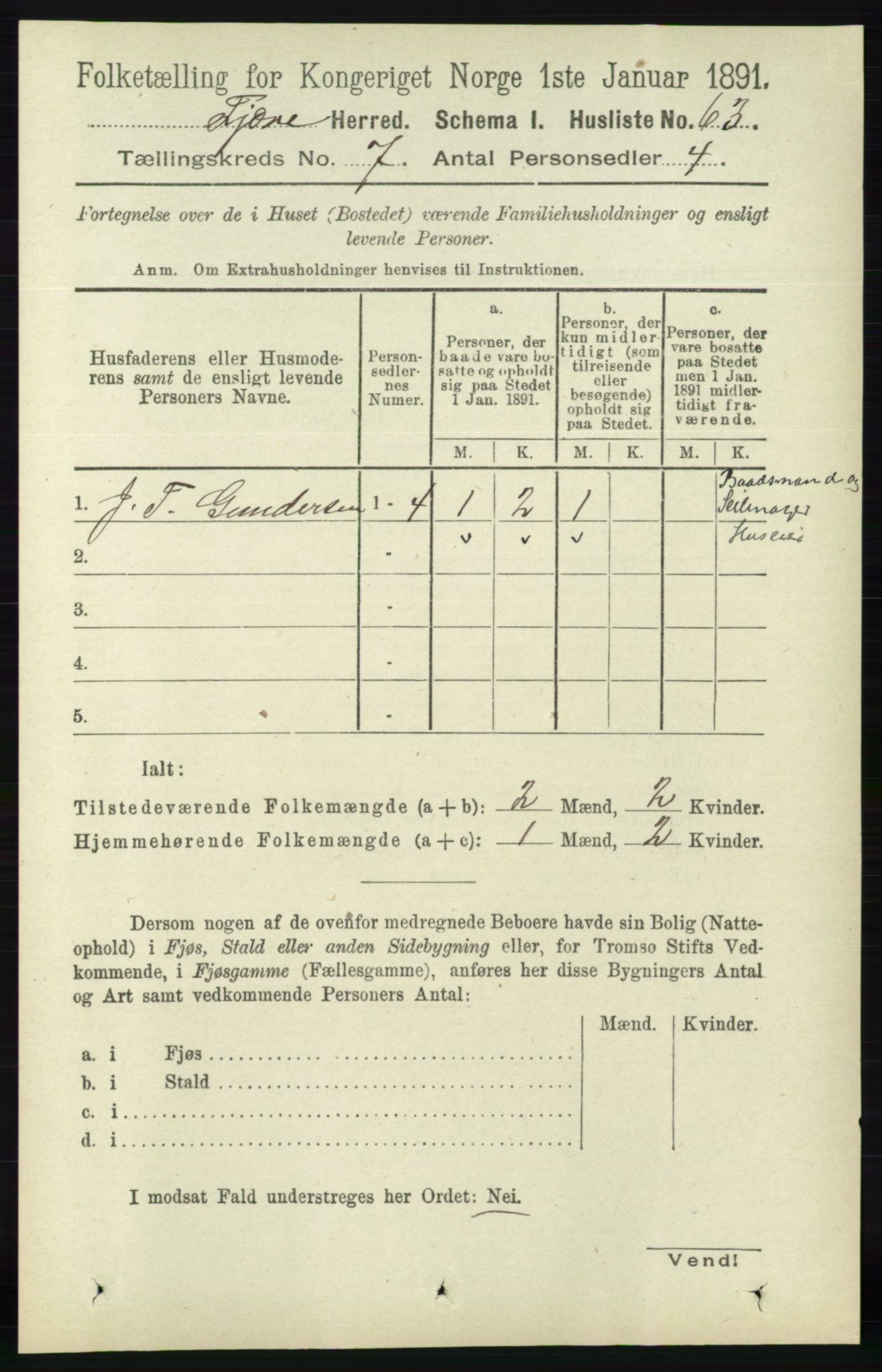 RA, 1891 census for 0923 Fjære, 1891, p. 3186