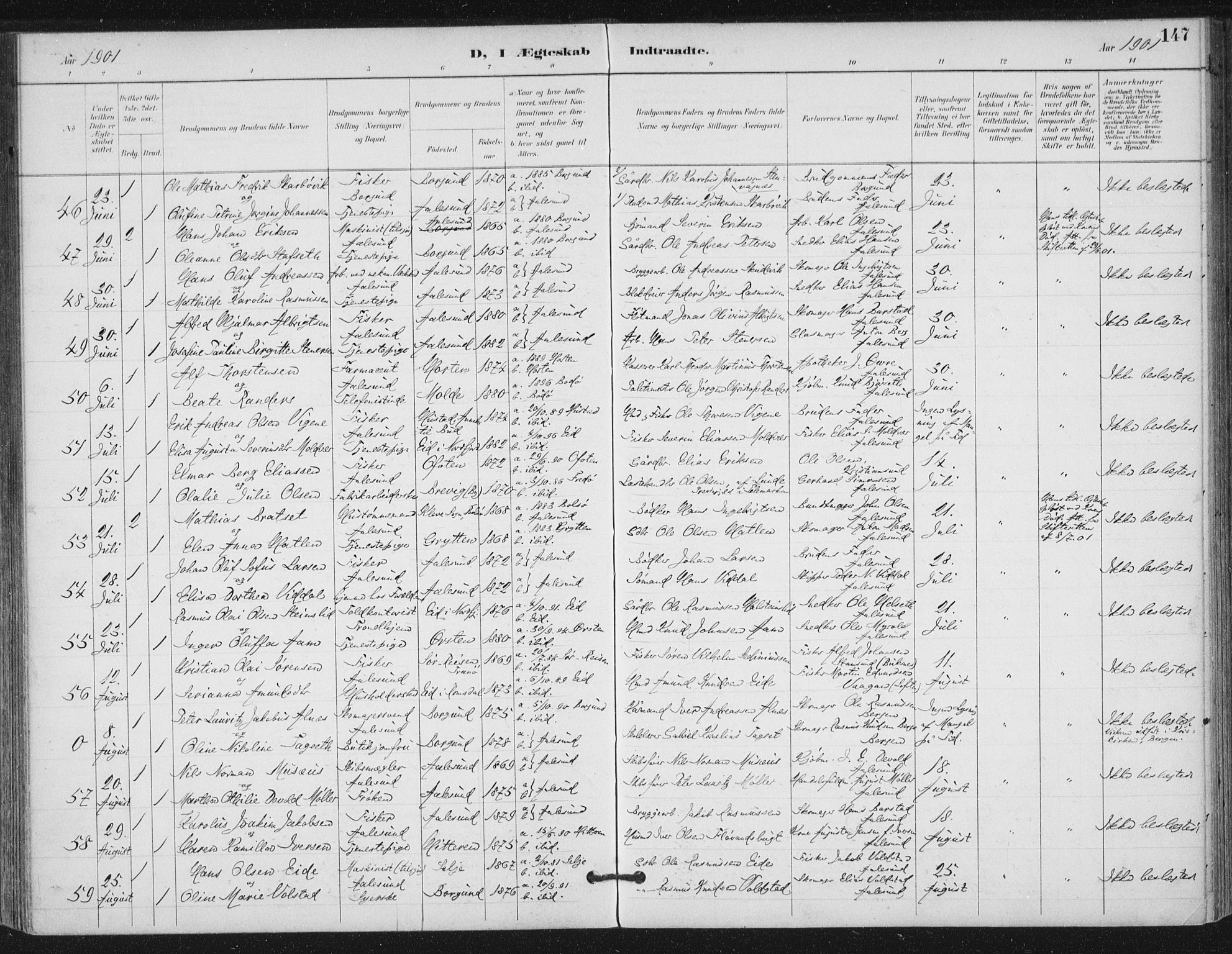 Ministerialprotokoller, klokkerbøker og fødselsregistre - Møre og Romsdal, SAT/A-1454/529/L0457: Parish register (official) no. 529A07, 1894-1903, p. 147