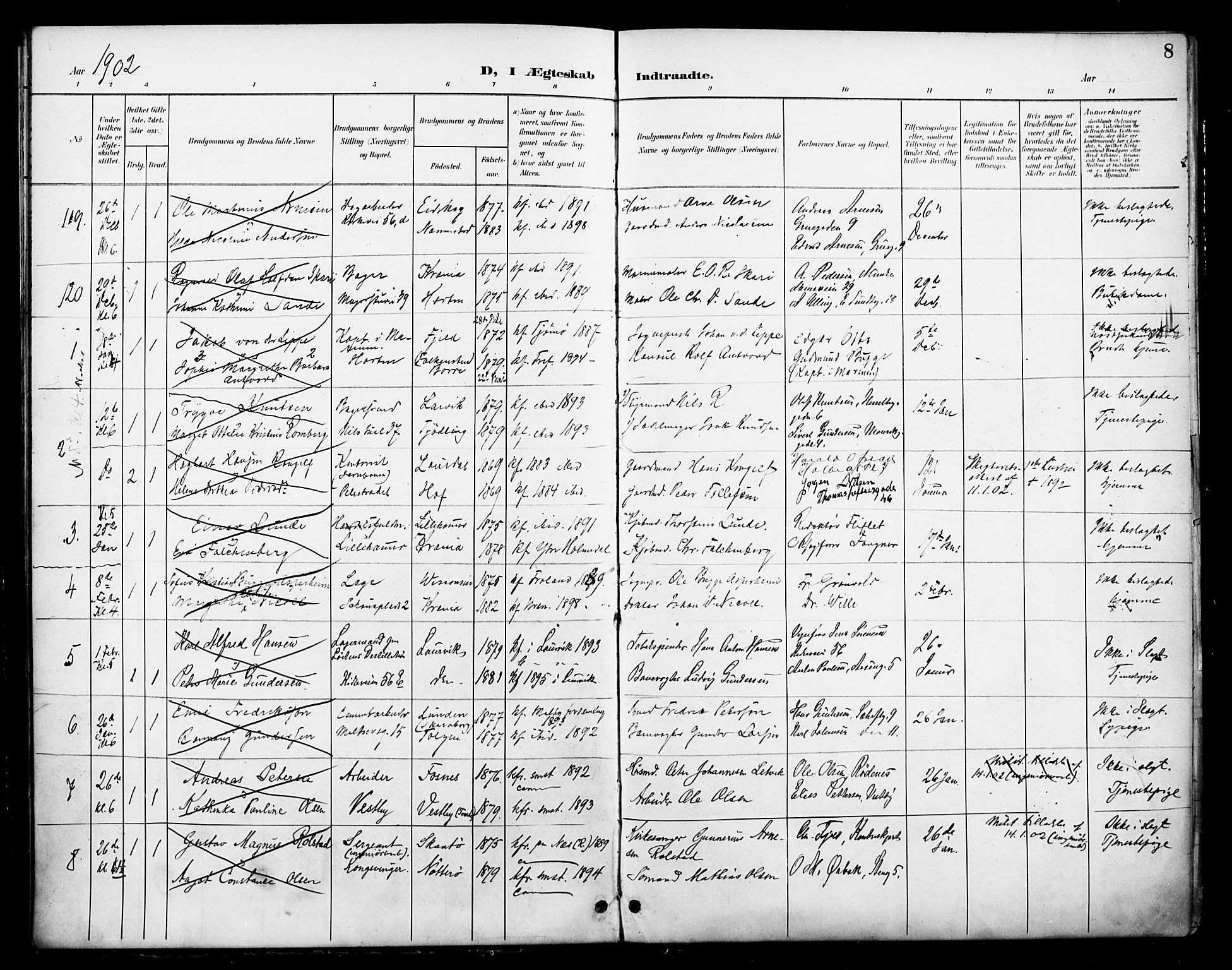 Uranienborg prestekontor Kirkebøker, AV/SAO-A-10877/H/Ha/L0004: Banns register no. I 4, 1901-1915, p. 8