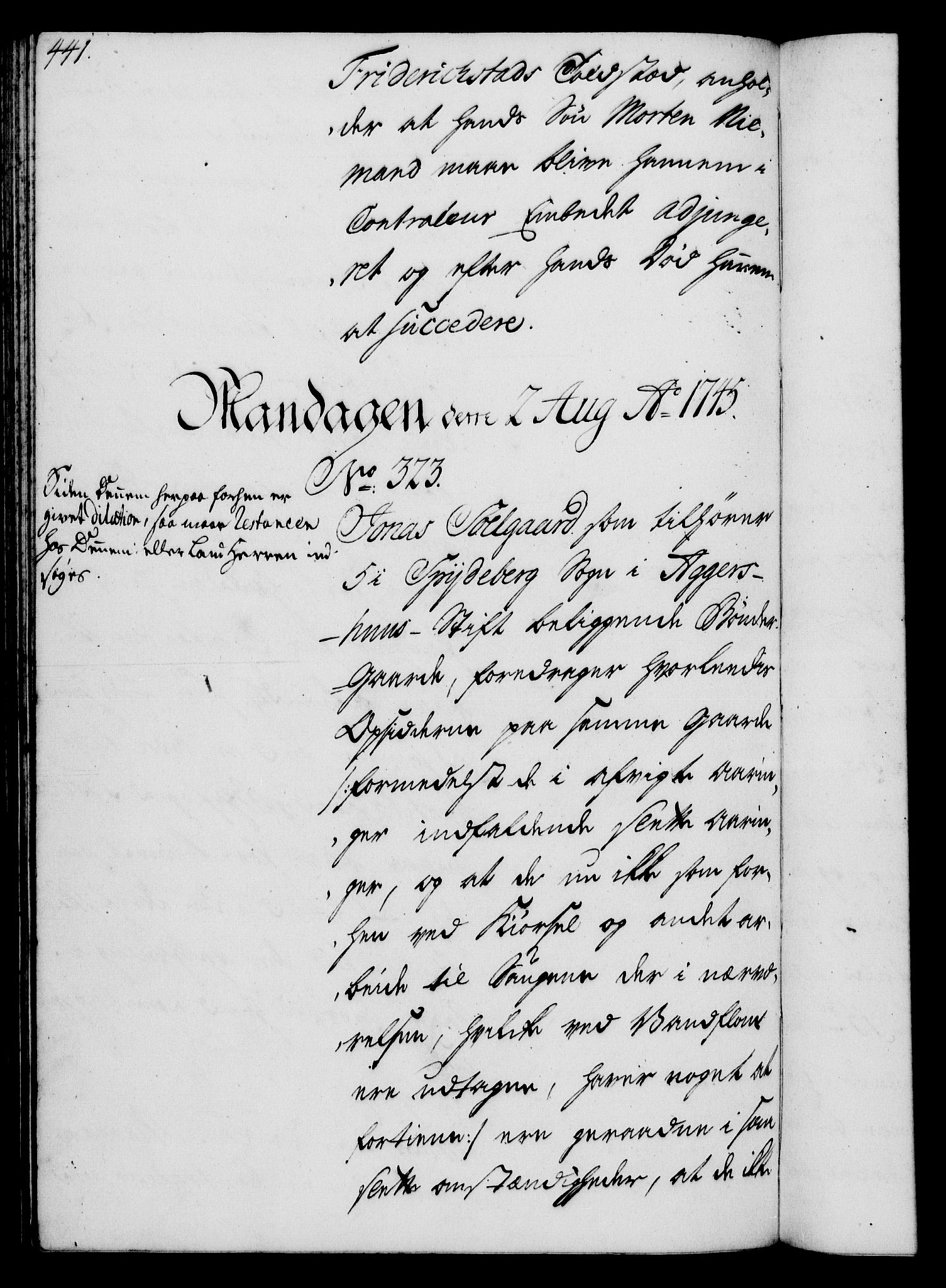 Rentekammeret, Kammerkanselliet, RA/EA-3111/G/Gh/Gha/L0026: Norsk ekstraktmemorialprotokoll (merket RK 53.71), 1744-1745, p. 441