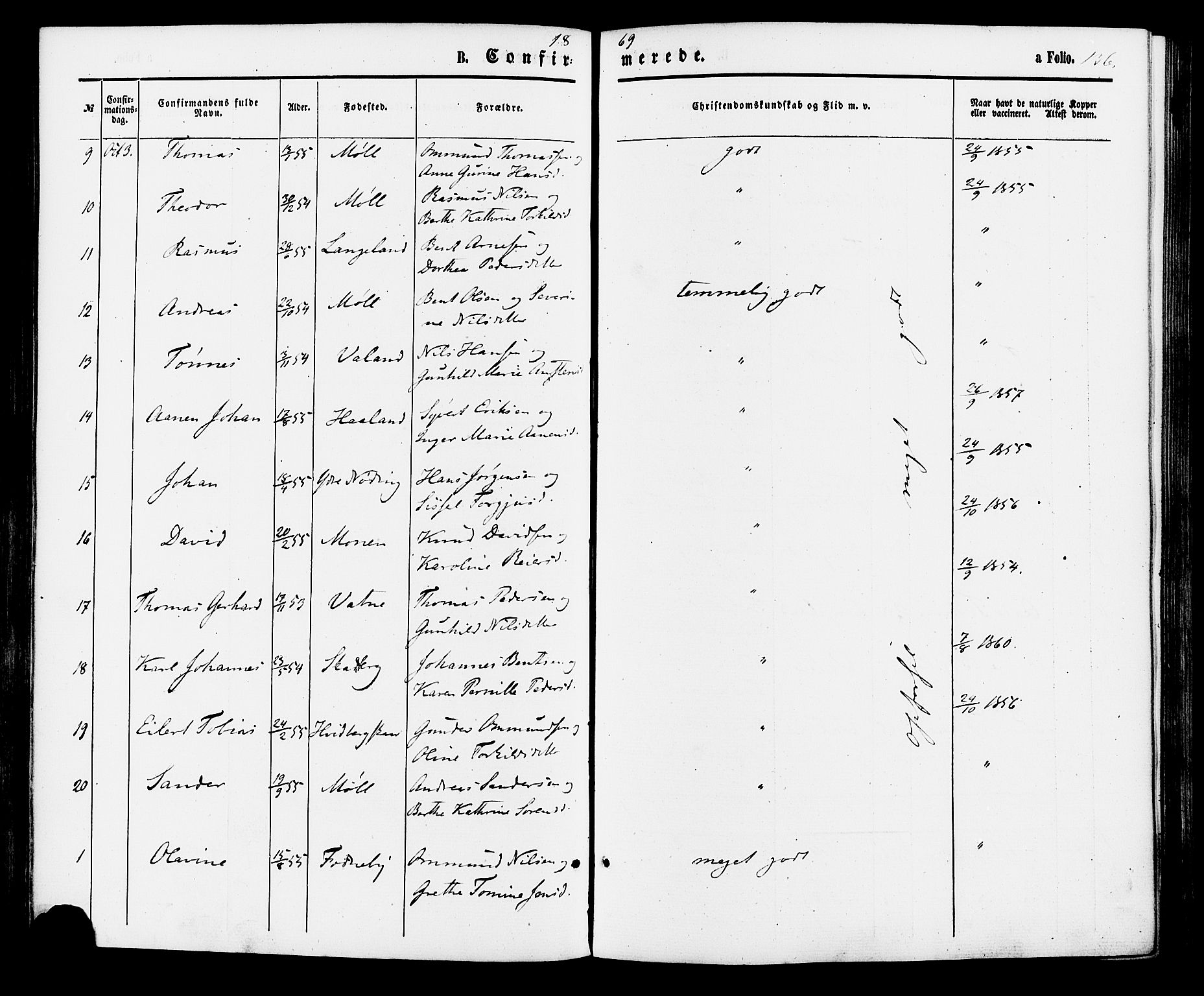 Holum sokneprestkontor, AV/SAK-1111-0022/F/Fa/Faa/L0006: Parish register (official) no. A 6, 1865-1883, p. 136