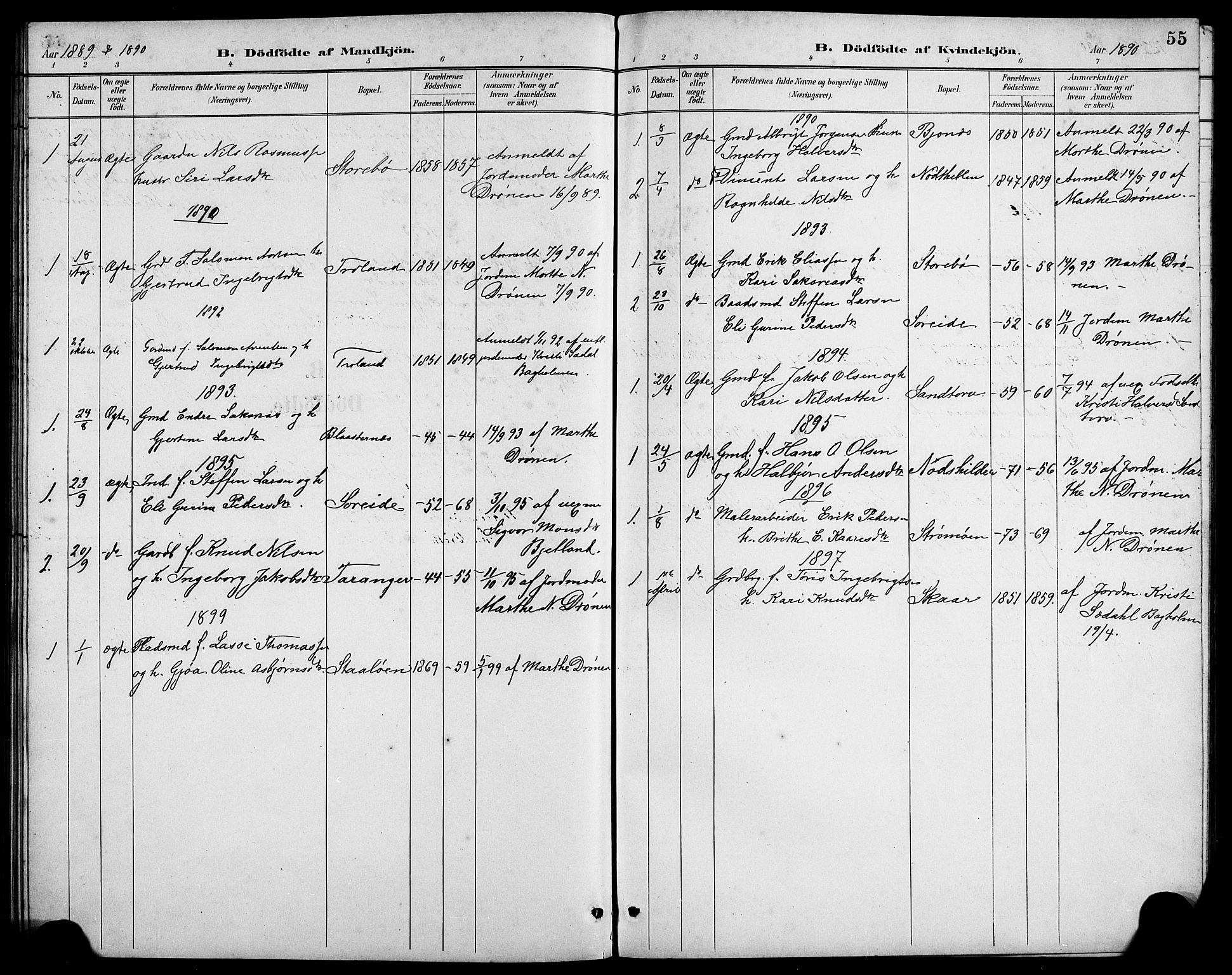 Austevoll sokneprestembete, AV/SAB-A-74201/H/Ha/Hab/Haba/L0003: Parish register (copy) no. A 3, 1889-1900, p. 55