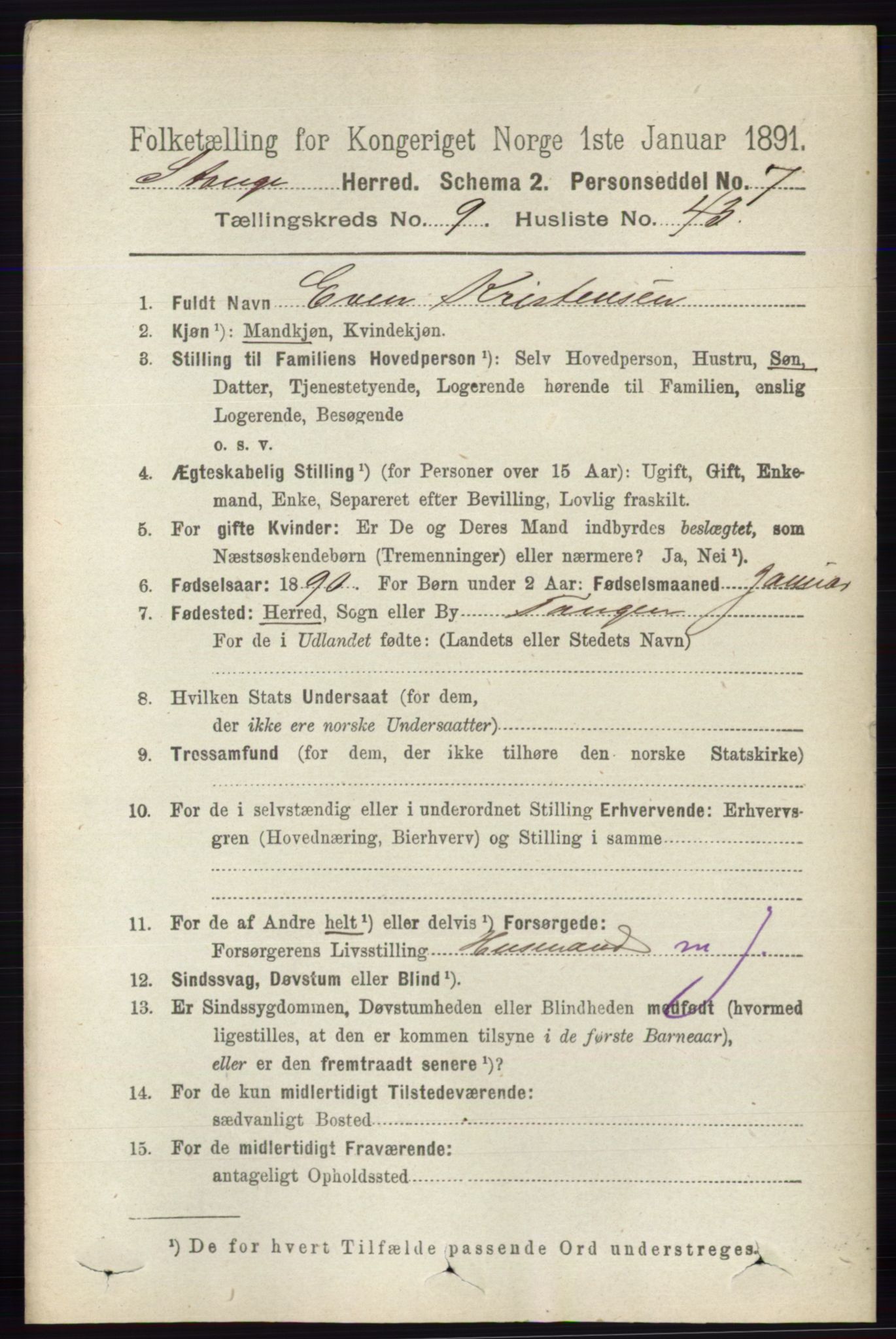 RA, 1891 census for 0417 Stange, 1891, p. 6296