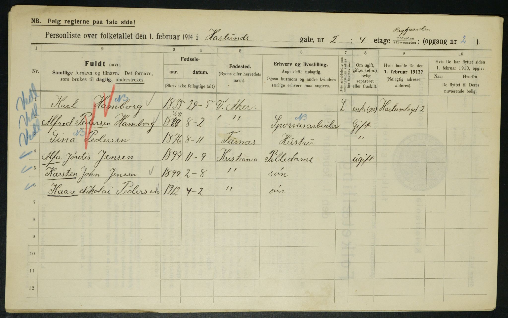 OBA, Municipal Census 1914 for Kristiania, 1914, p. 26861