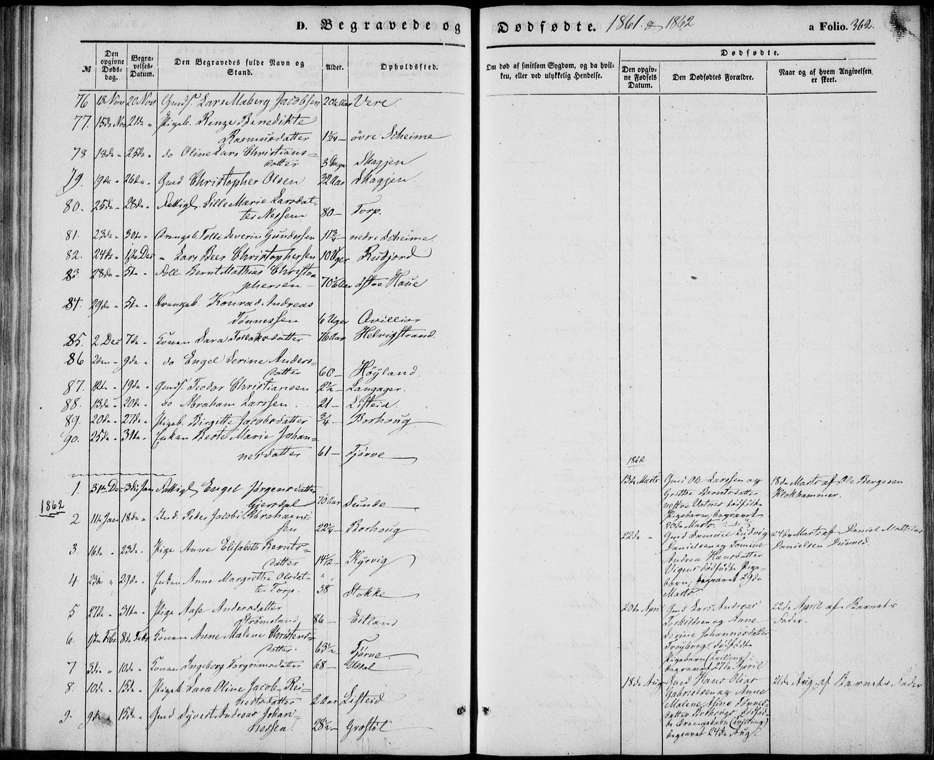 Lista sokneprestkontor, SAK/1111-0027/F/Fb/L0002: Parish register (copy) no. B 2, 1847-1862, p. 362