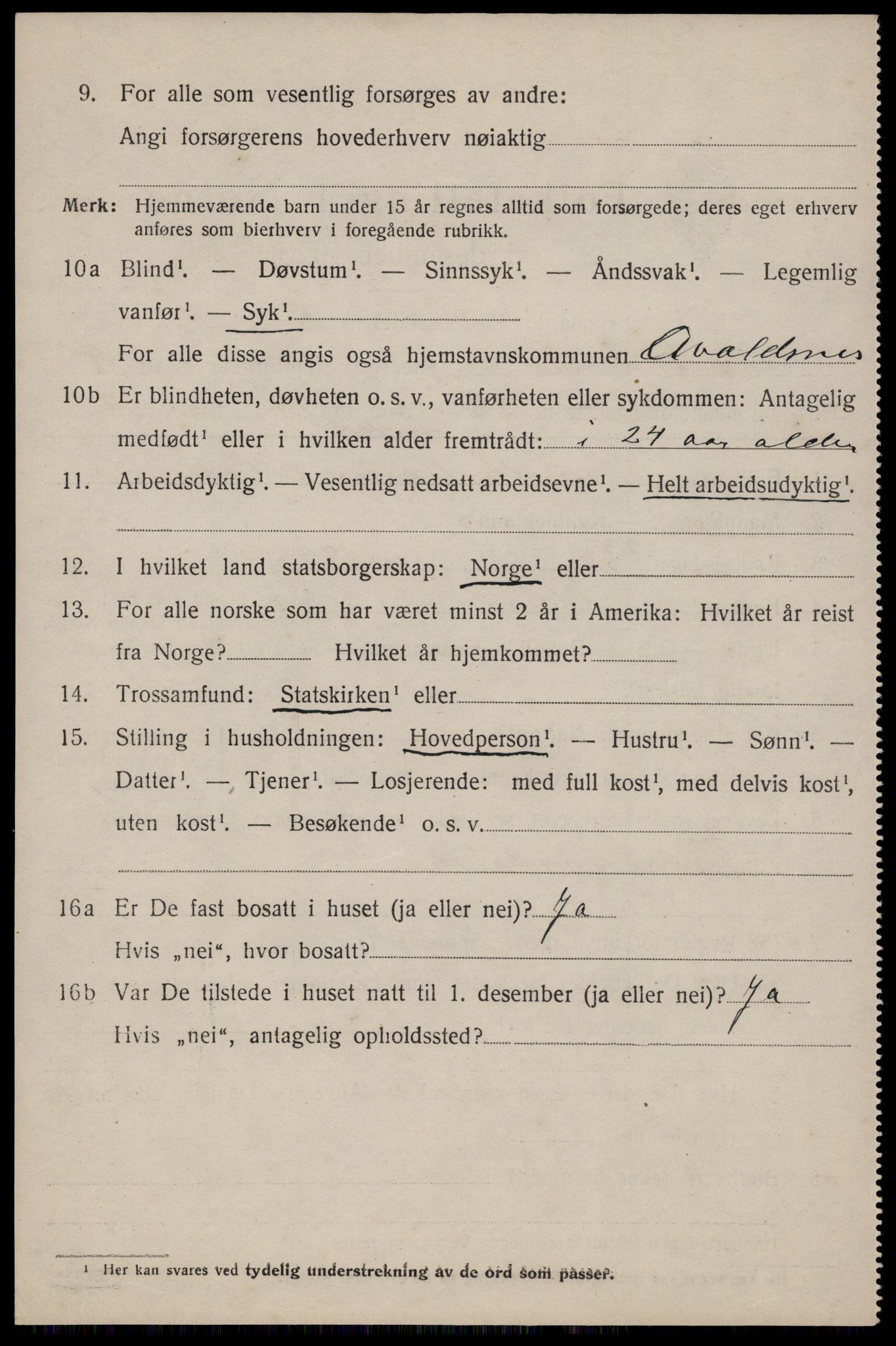 SAST, 1920 census for Avaldsnes, 1920, p. 7342