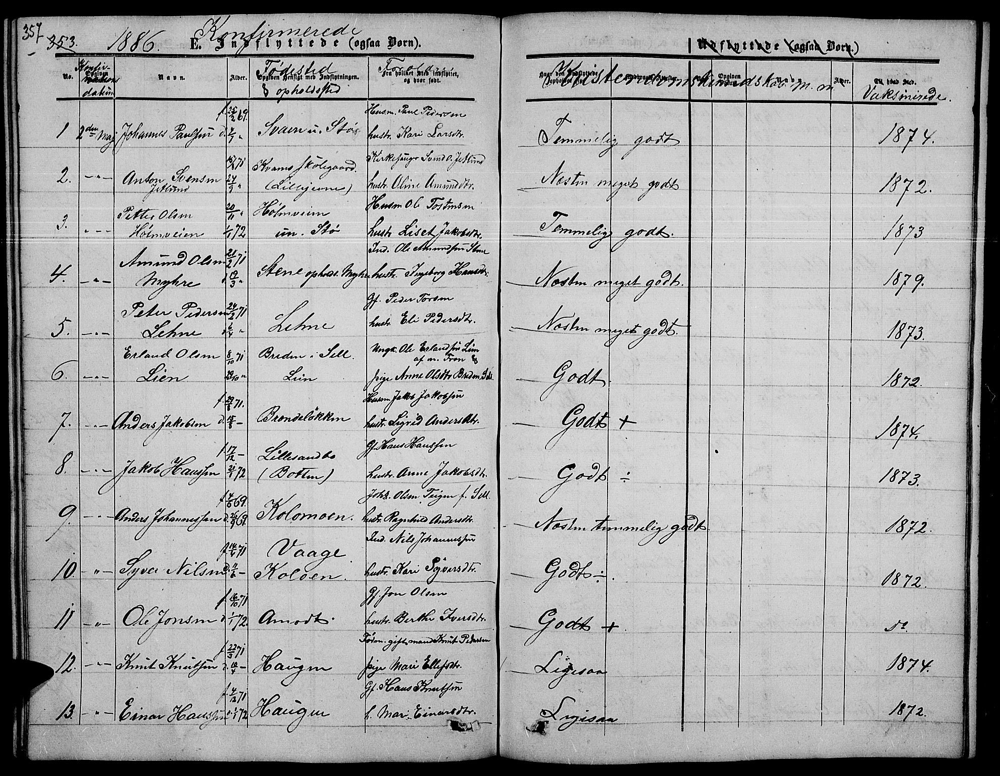 Nord-Fron prestekontor, SAH/PREST-080/H/Ha/Hab/L0003: Parish register (copy) no. 3, 1851-1886, p. 357