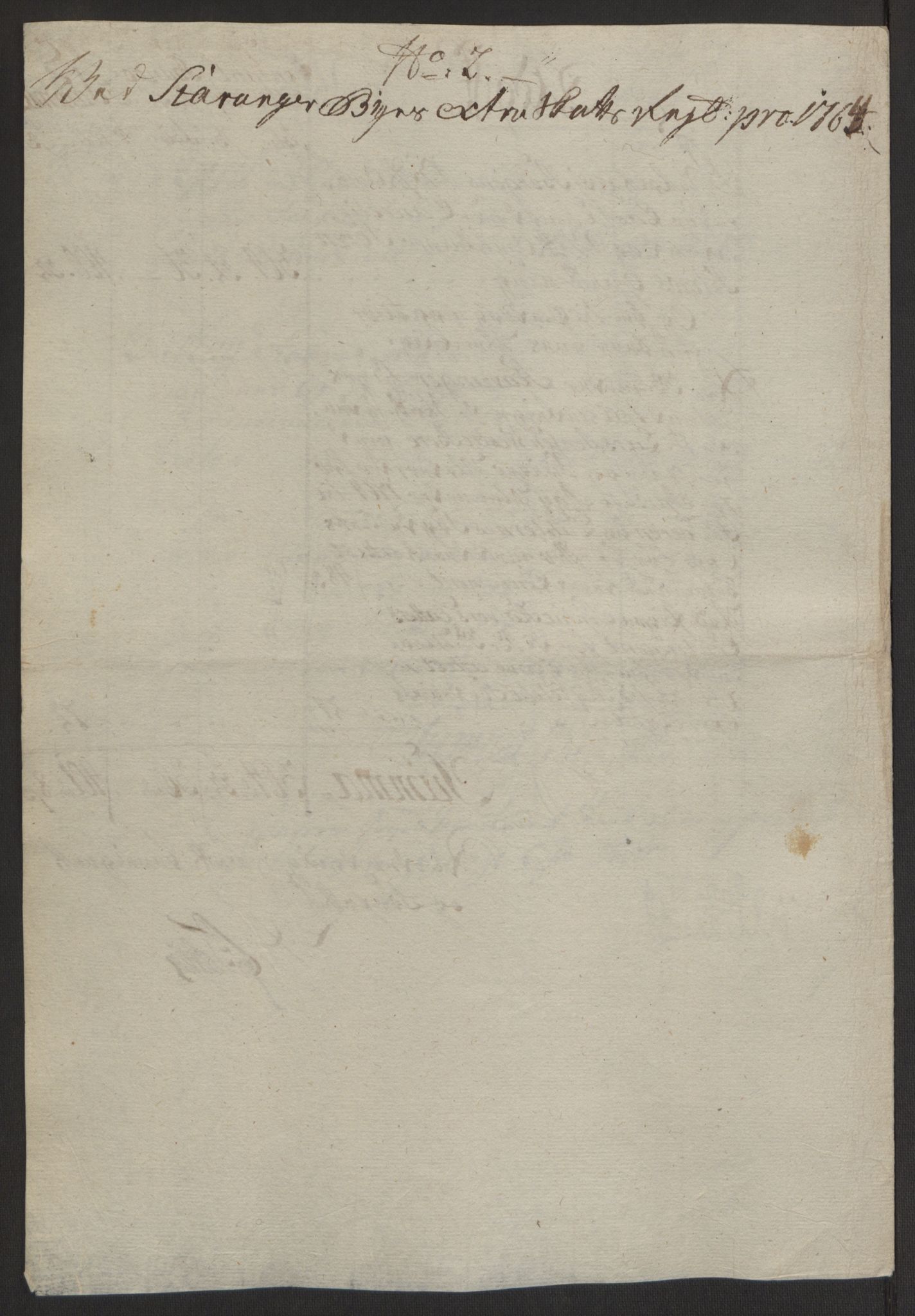 Rentekammeret inntil 1814, Reviderte regnskaper, Byregnskaper, AV/RA-EA-4066/R/Ro/L0305/0001: [O6] Kontribusjonsregnskap / Ekstraskatt, 1762-1768, p. 71