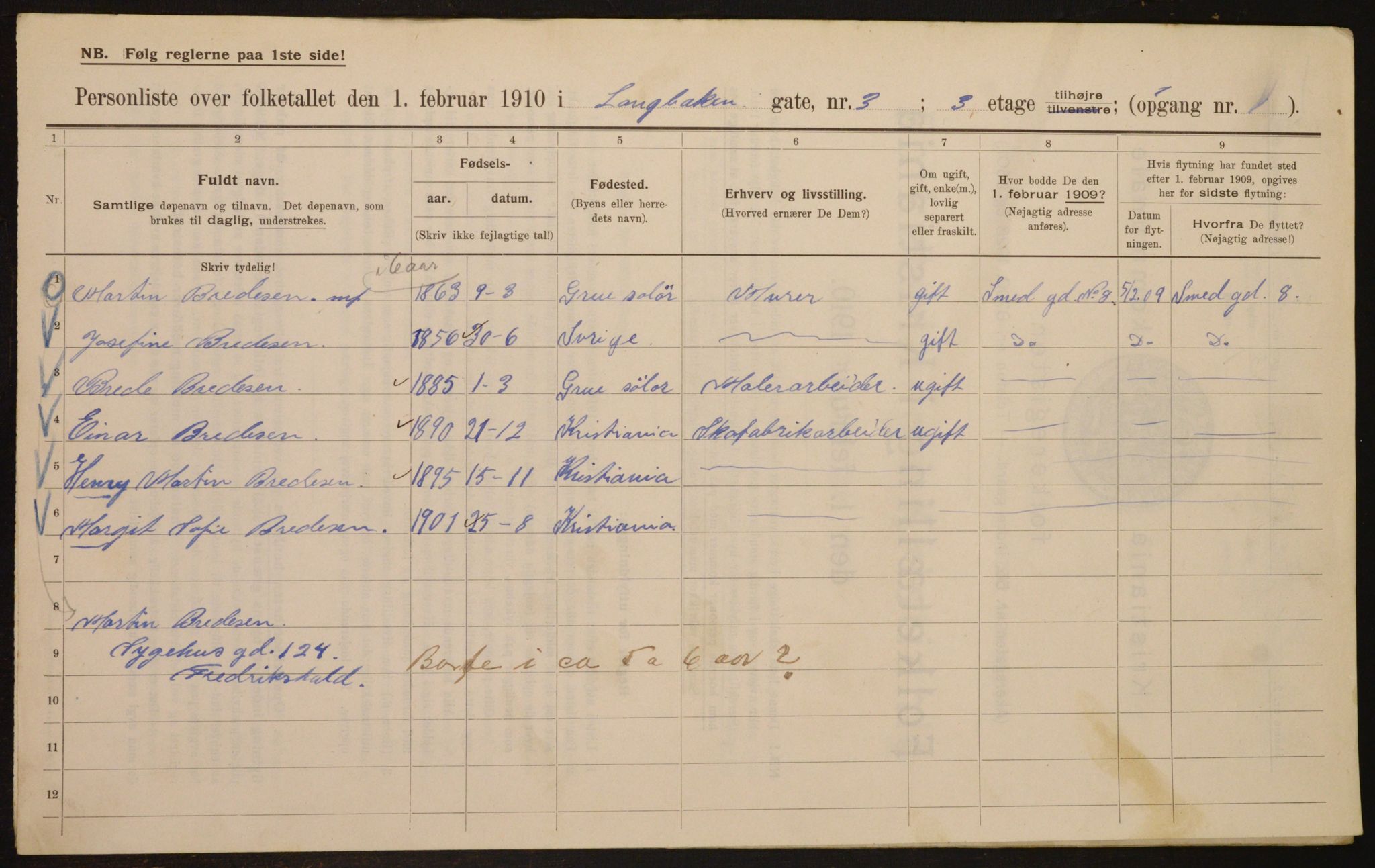 OBA, Municipal Census 1910 for Kristiania, 1910, p. 54331