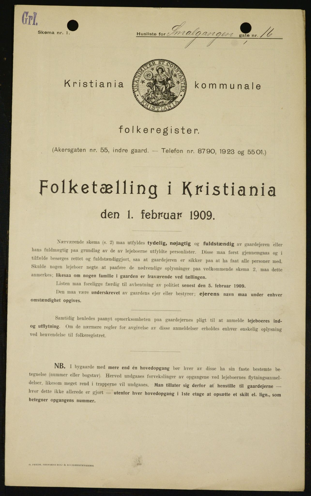 OBA, Municipal Census 1909 for Kristiania, 1909, p. 88042