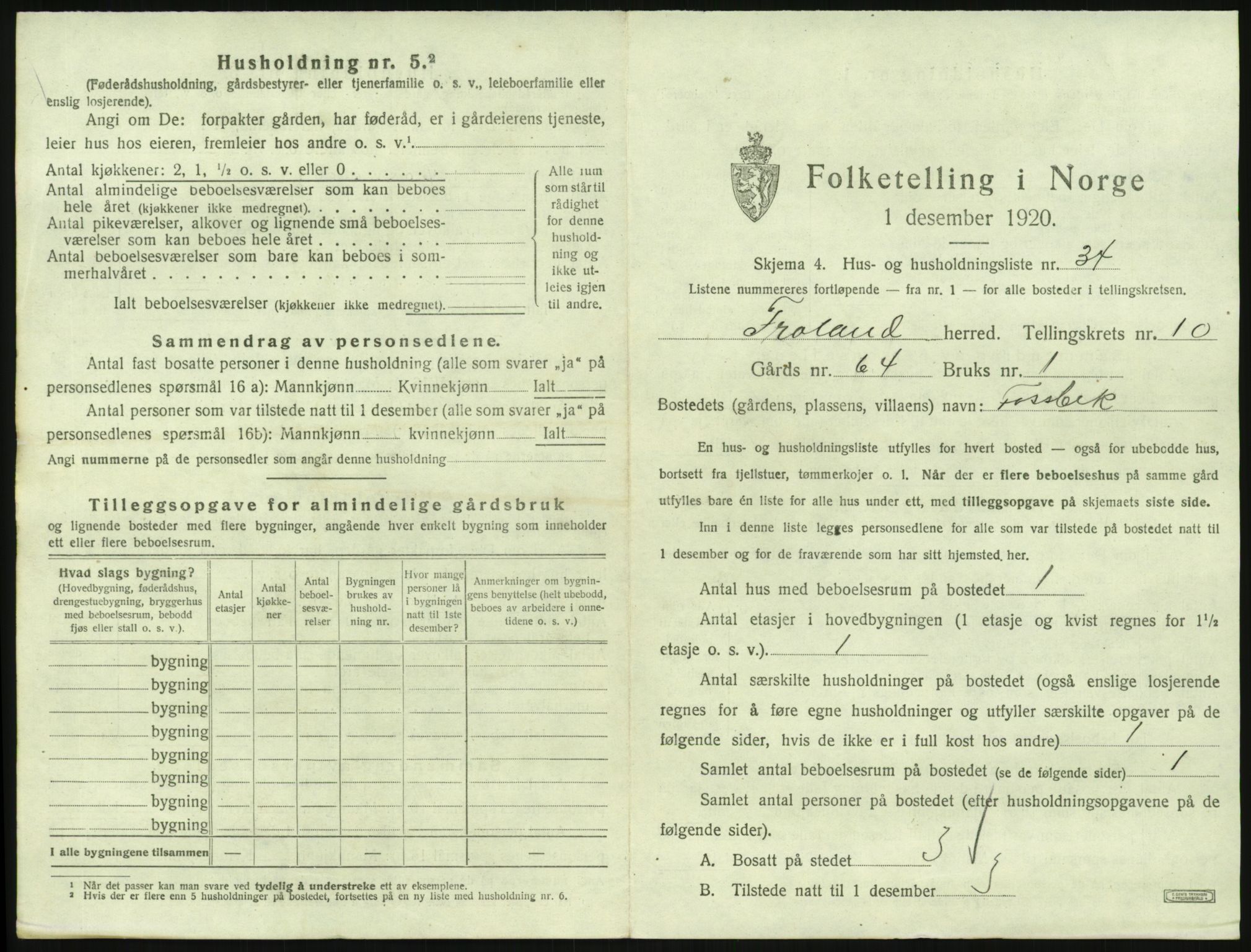 SAK, 1920 census for Froland, 1920, p. 897