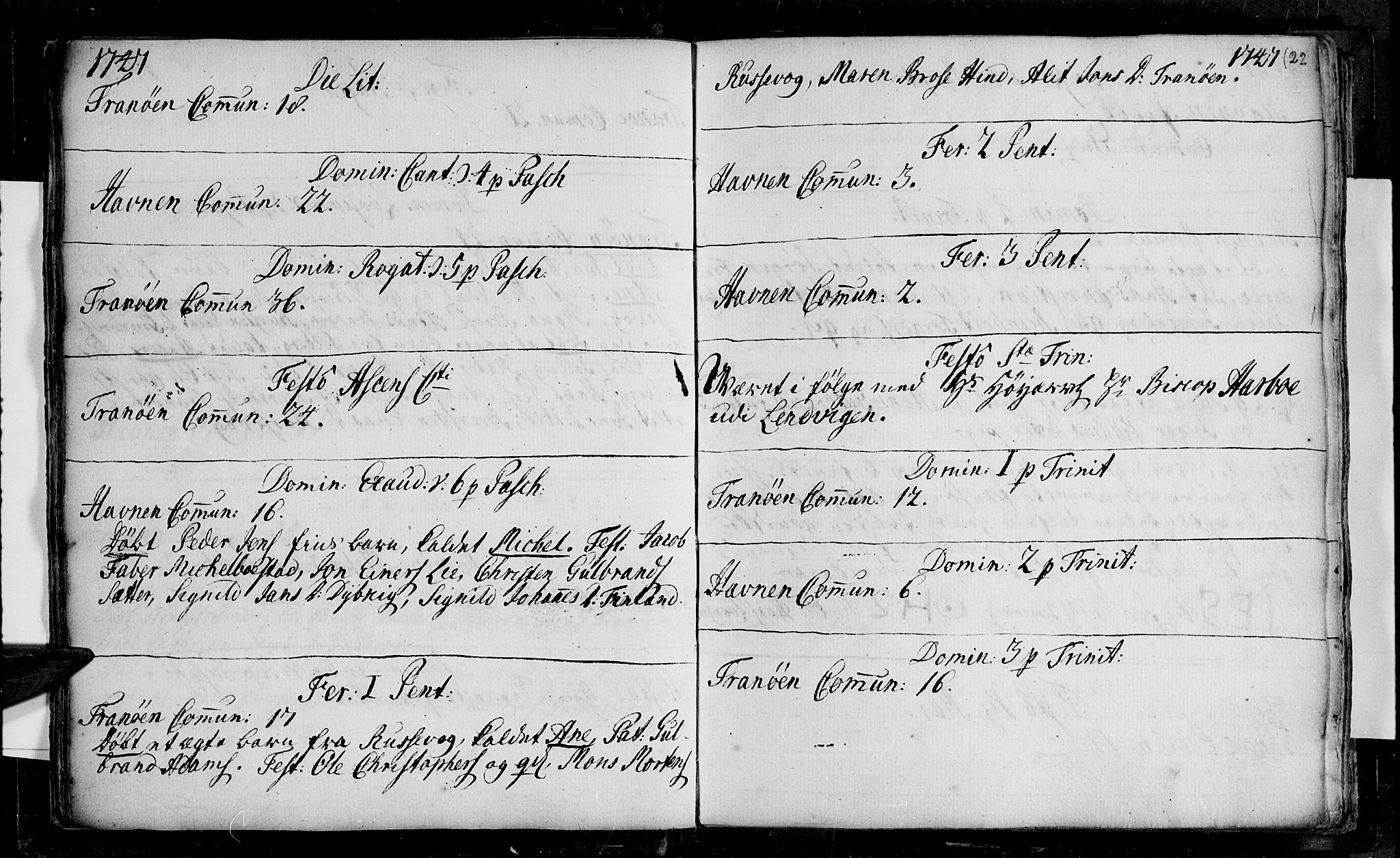 Ibestad sokneprestembete, SATØ/S-0077/H/Ha/Haa/L0001kirke: Parish register (official) no. 1, 1744-1757, p. 22