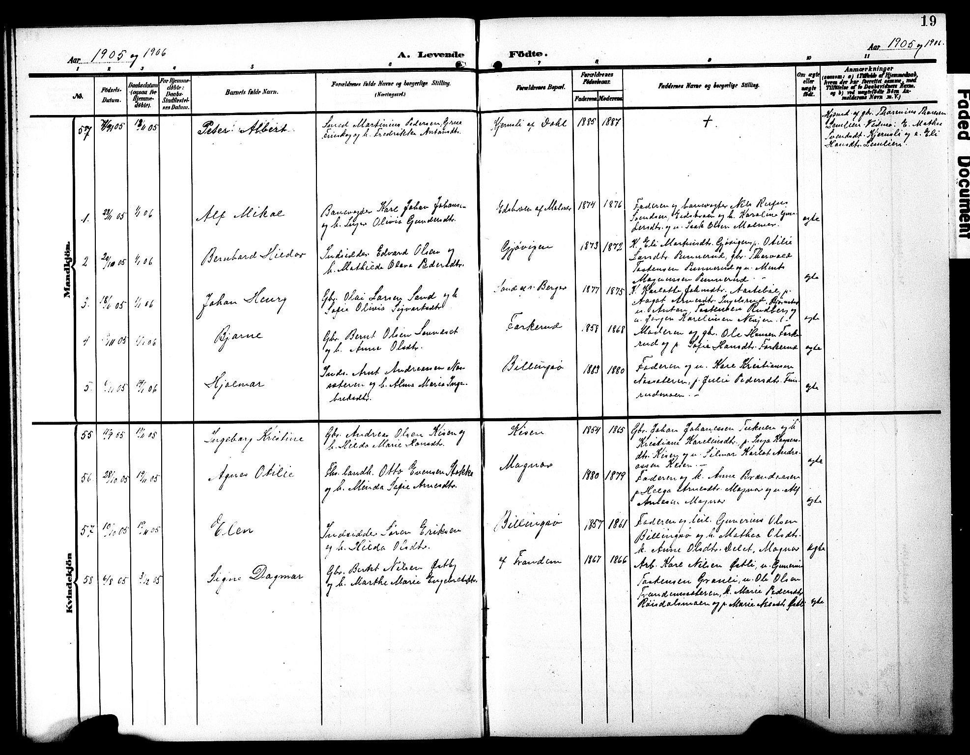 Eidskog prestekontor, AV/SAH-PREST-026/H/Ha/Hab/L0003: Parish register (copy) no. 3, 1904-1919, p. 19