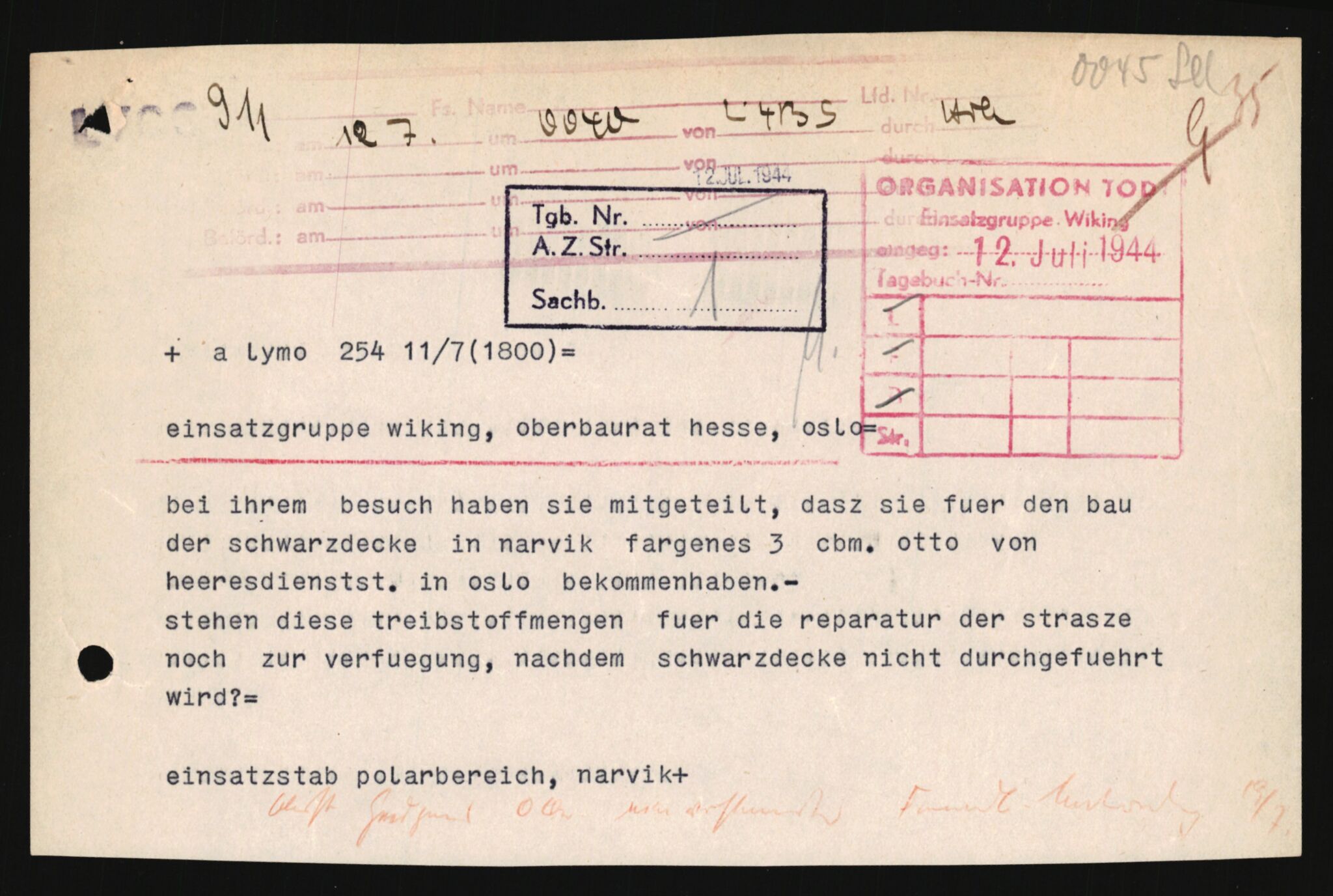 Forsvarets Overkommando. 2 kontor. Arkiv 11.4. Spredte tyske arkivsaker, AV/RA-RAFA-7031/D/Dar/Darb/L0001: Reichskommissariat - Hauptabteilung Technik und Verkehr, 1940-1944, p. 950