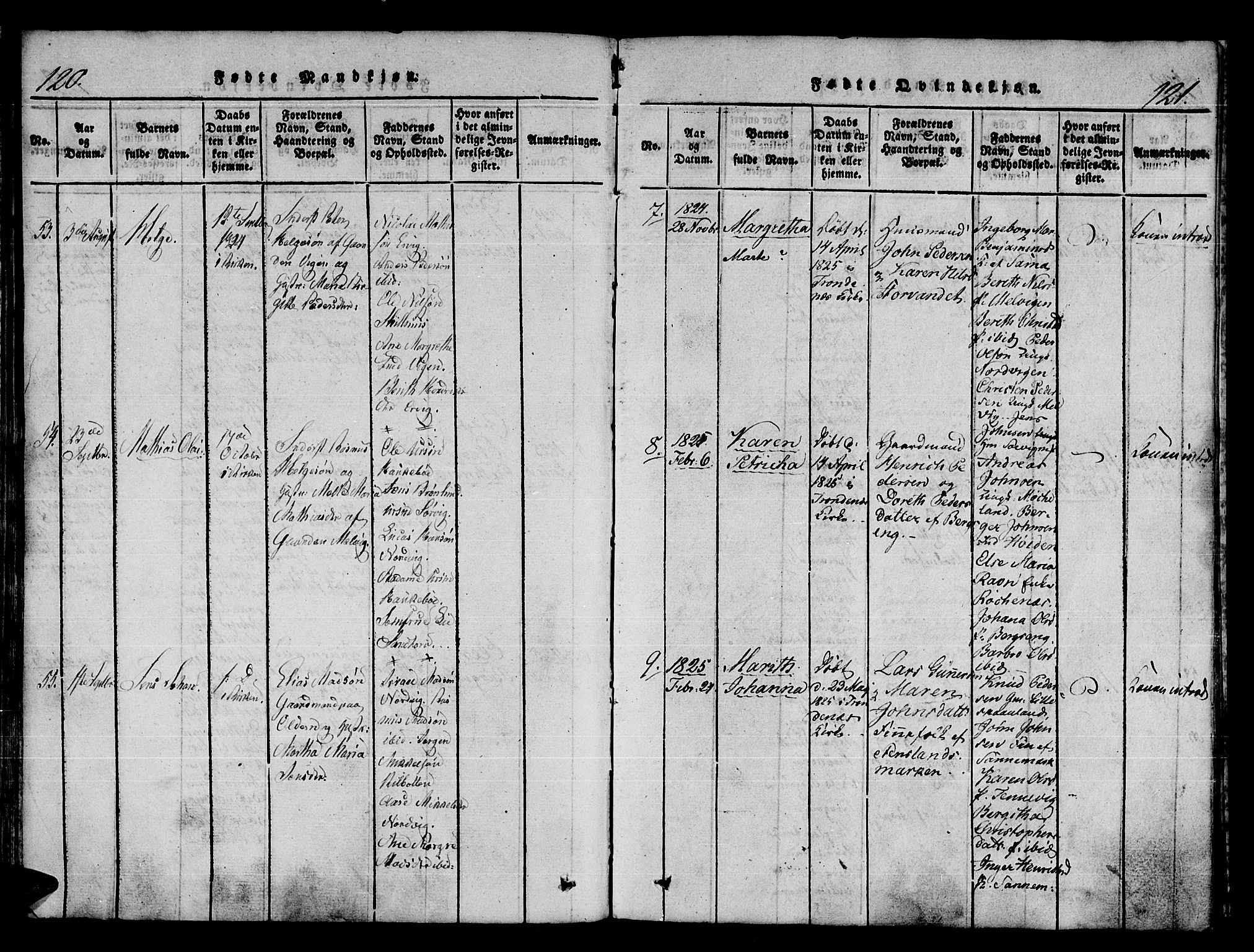 Trondenes sokneprestkontor, AV/SATØ-S-1319/H/Ha/L0006kirke: Parish register (official) no. 6, 1821-1827, p. 120-121