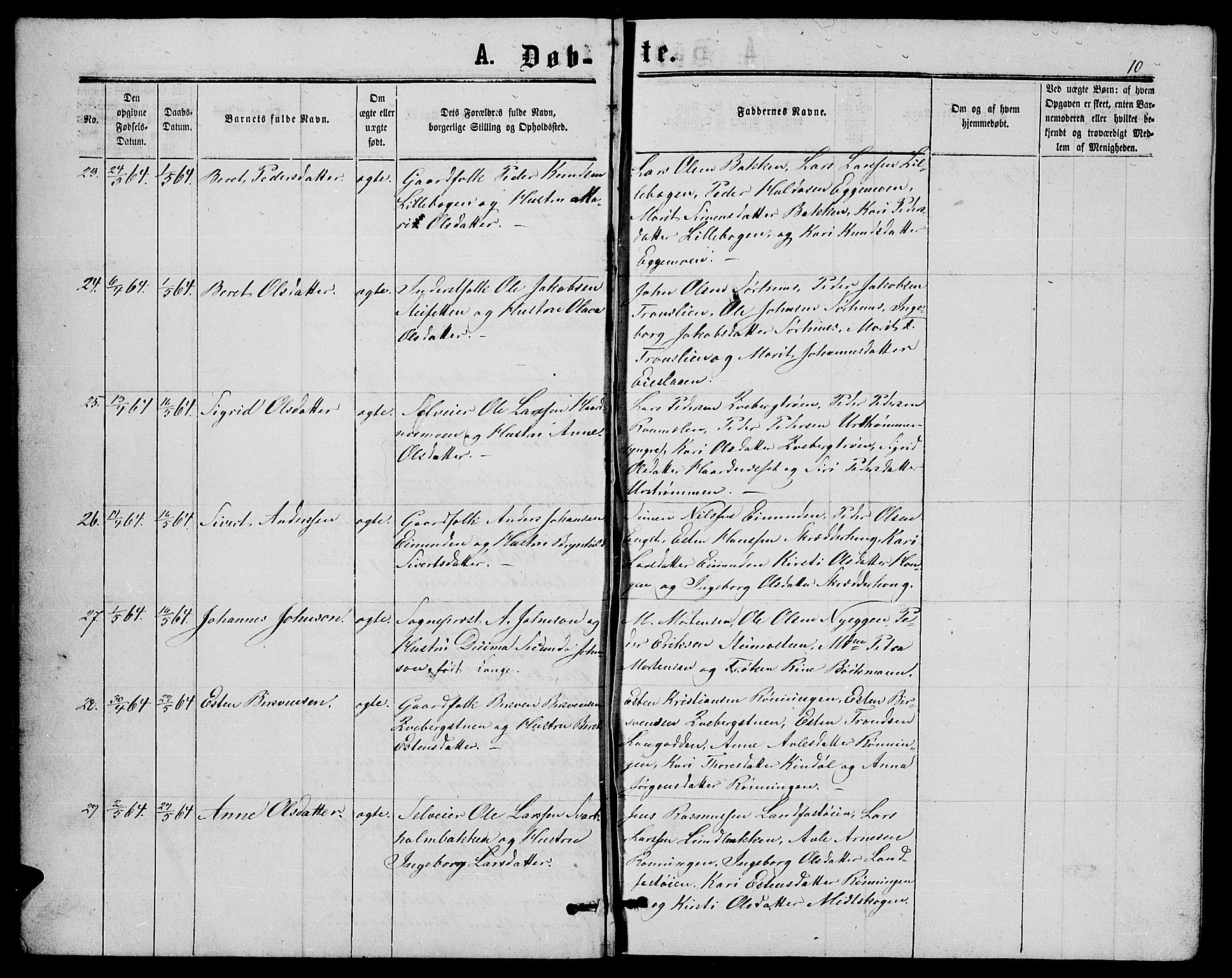 Alvdal prestekontor, AV/SAH-PREST-060/H/Ha/Hab/L0002: Parish register (copy) no. 2, 1863-1878, p. 10