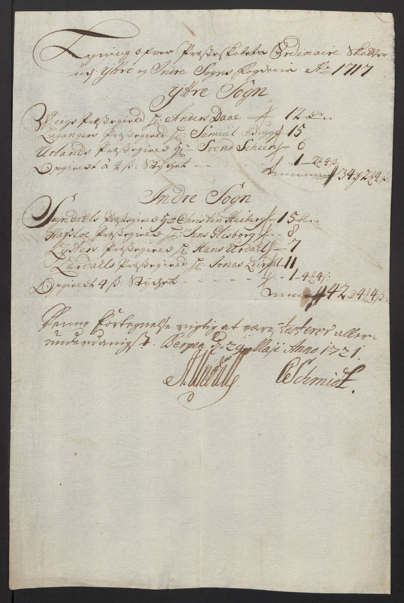 Rentekammeret inntil 1814, Reviderte regnskaper, Fogderegnskap, RA/EA-4092/R52/L3321: Fogderegnskap Sogn, 1717-1718, p. 28