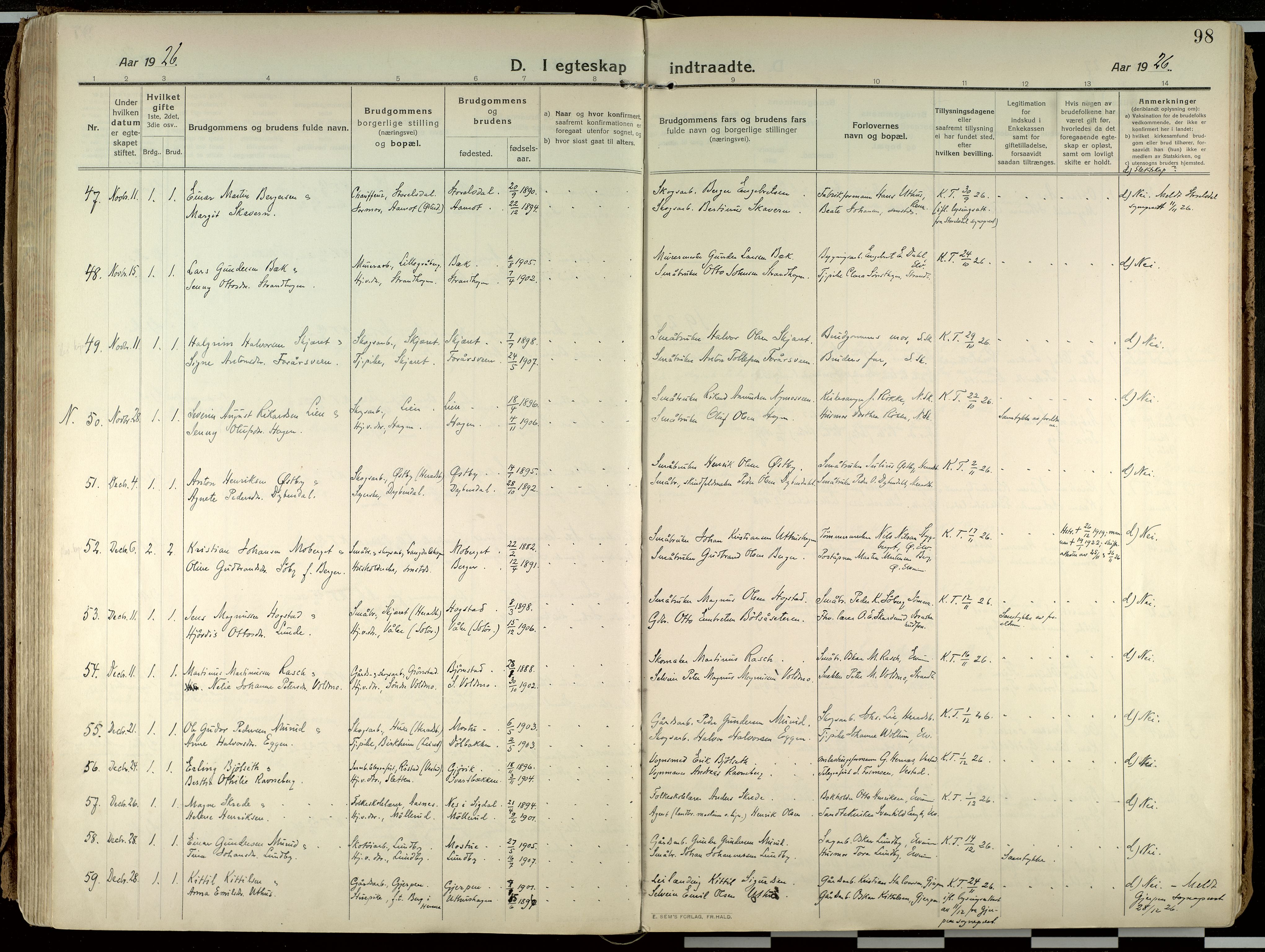 Elverum prestekontor, AV/SAH-PREST-044/H/Ha/Haa/L0021: Parish register (official) no. 21, 1913-1928, p. 98