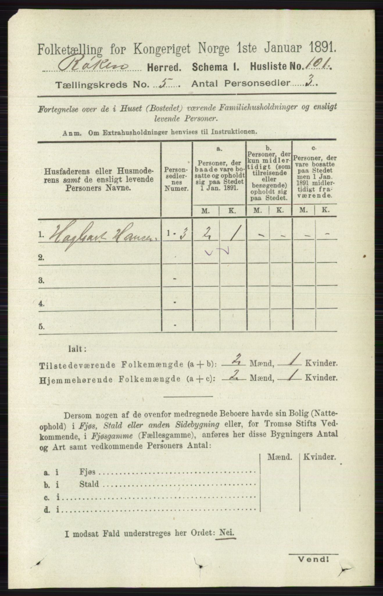 RA, 1891 census for 0627 Røyken, 1891, p. 2865