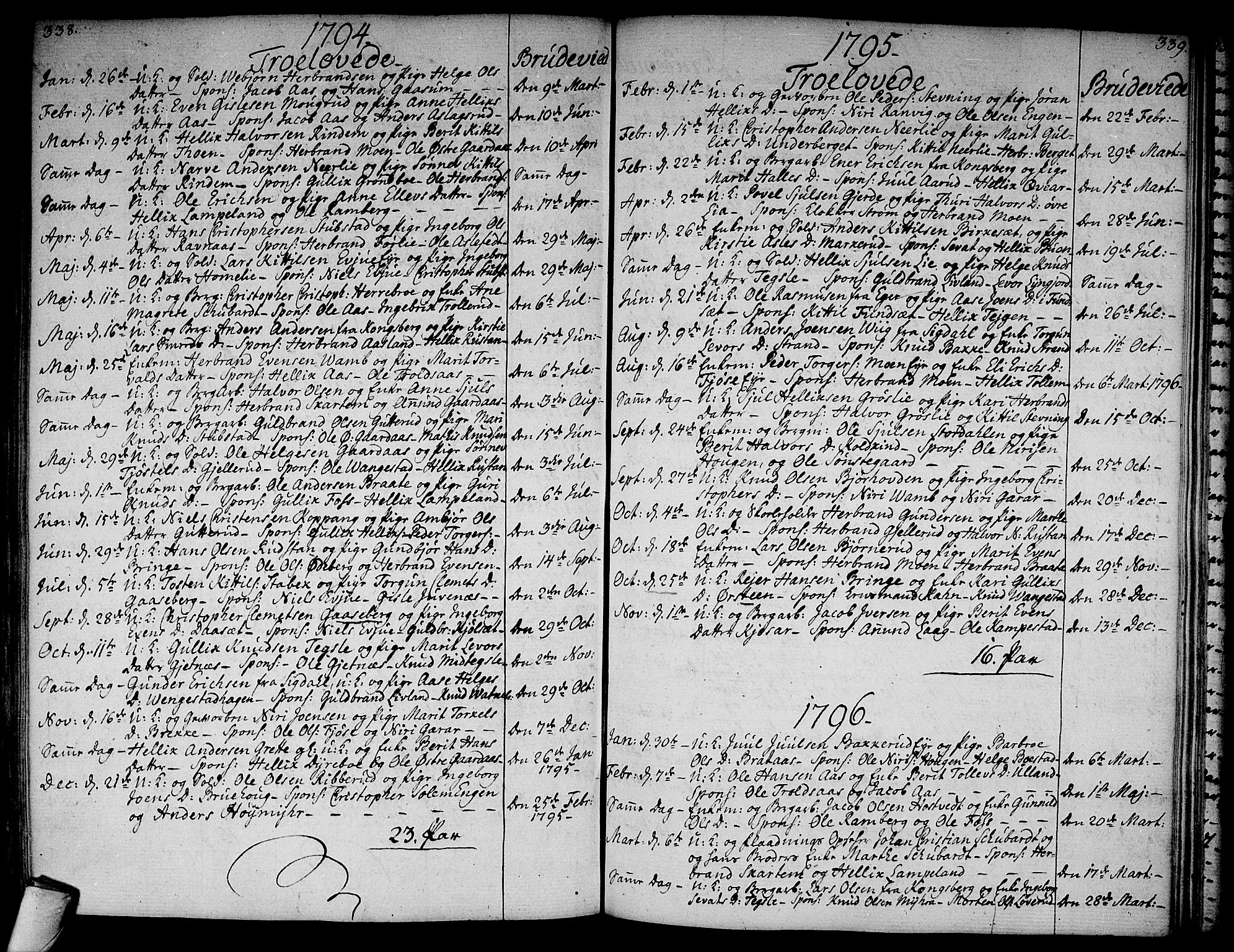 Flesberg kirkebøker, AV/SAKO-A-18/F/Fa/L0004: Parish register (official) no. I 4, 1788-1815, p. 338-339