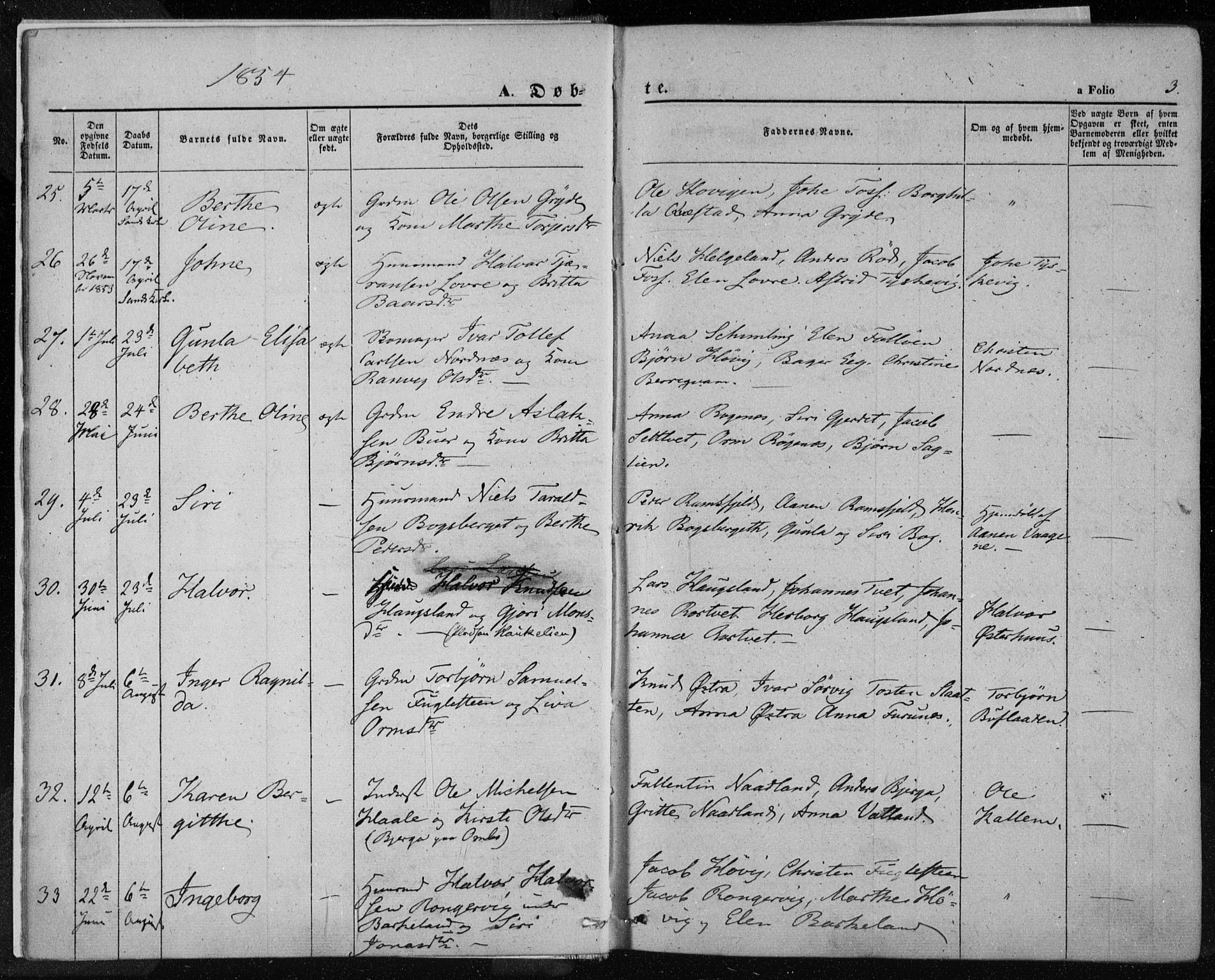 Jelsa sokneprestkontor, AV/SAST-A-101842/01/IV: Parish register (official) no. A 7, 1854-1866, p. 3