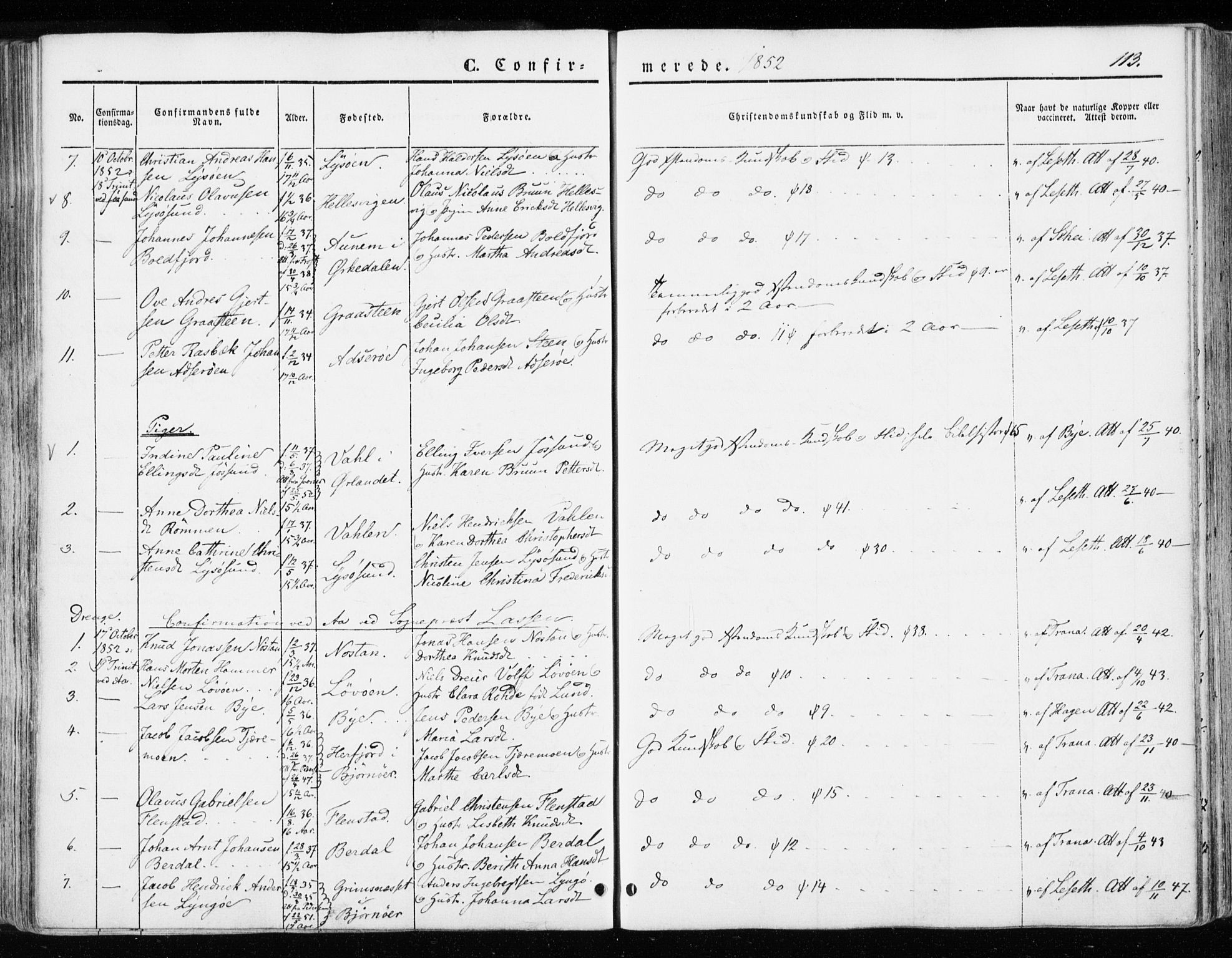 Ministerialprotokoller, klokkerbøker og fødselsregistre - Sør-Trøndelag, SAT/A-1456/655/L0677: Parish register (official) no. 655A06, 1847-1860, p. 113