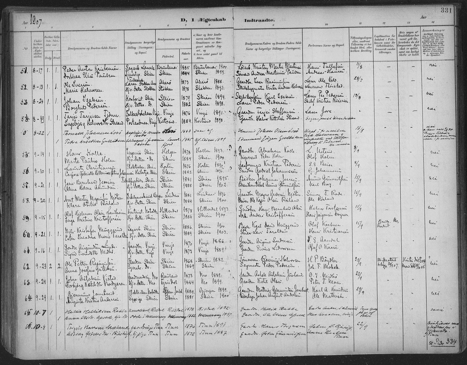 Skien kirkebøker, SAKO/A-302/F/Fa/L0011: Parish register (official) no. 11, 1900-1907, p. 331