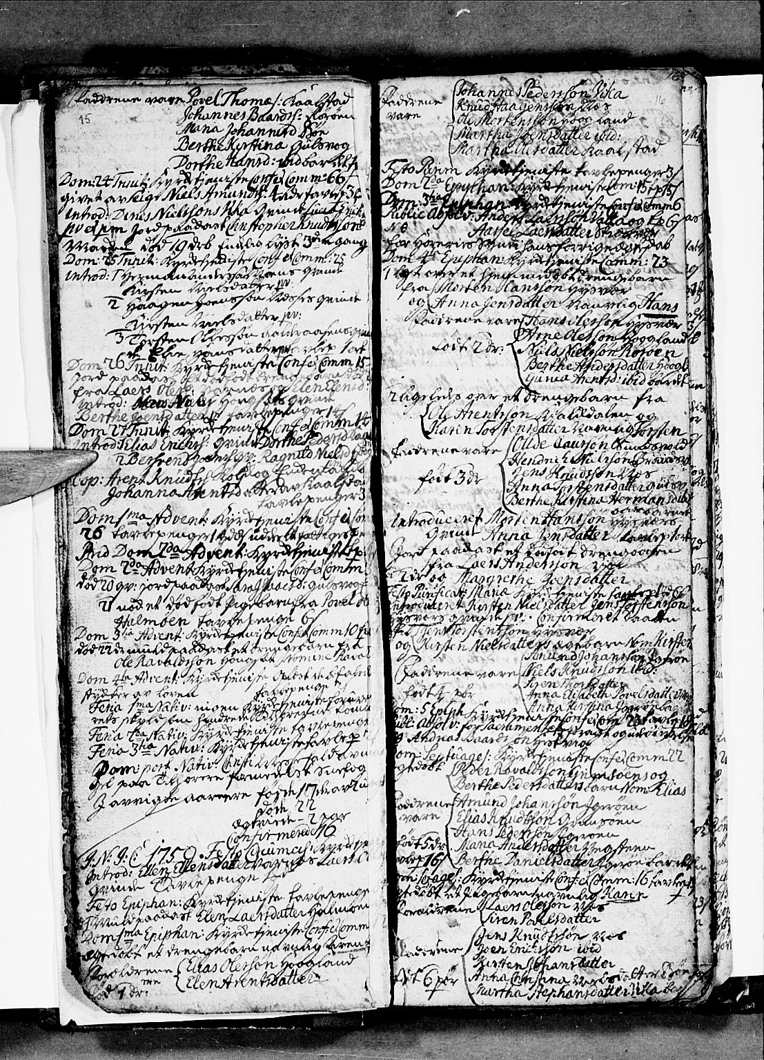 Ministerialprotokoller, klokkerbøker og fødselsregistre - Nordland, SAT/A-1459/816/L0237: Parish register (official) no. 816A03, 1757-1776, p. 15-16