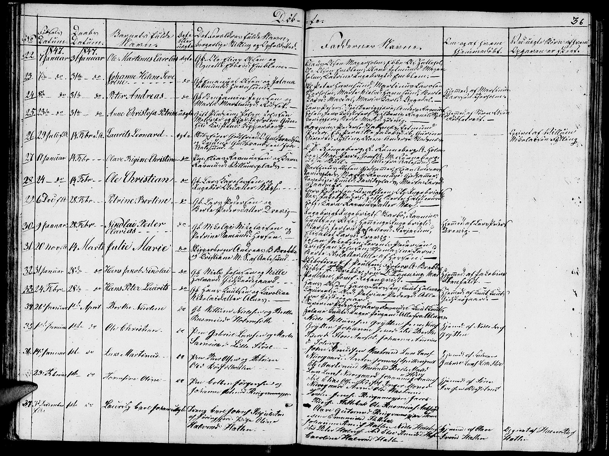 Ministerialprotokoller, klokkerbøker og fødselsregistre - Møre og Romsdal, AV/SAT-A-1454/528/L0426: Parish register (copy) no. 528C07, 1844-1854, p. 36