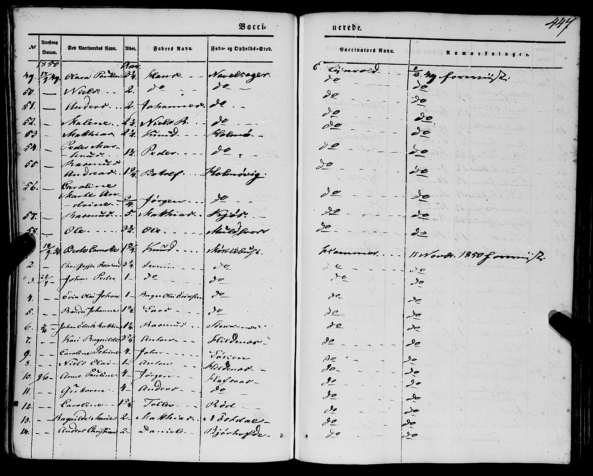 Eid sokneprestembete, AV/SAB-A-82301/H/Haa/Haaa/L0007: Parish register (official) no. A 7, 1844-1858, p. 447