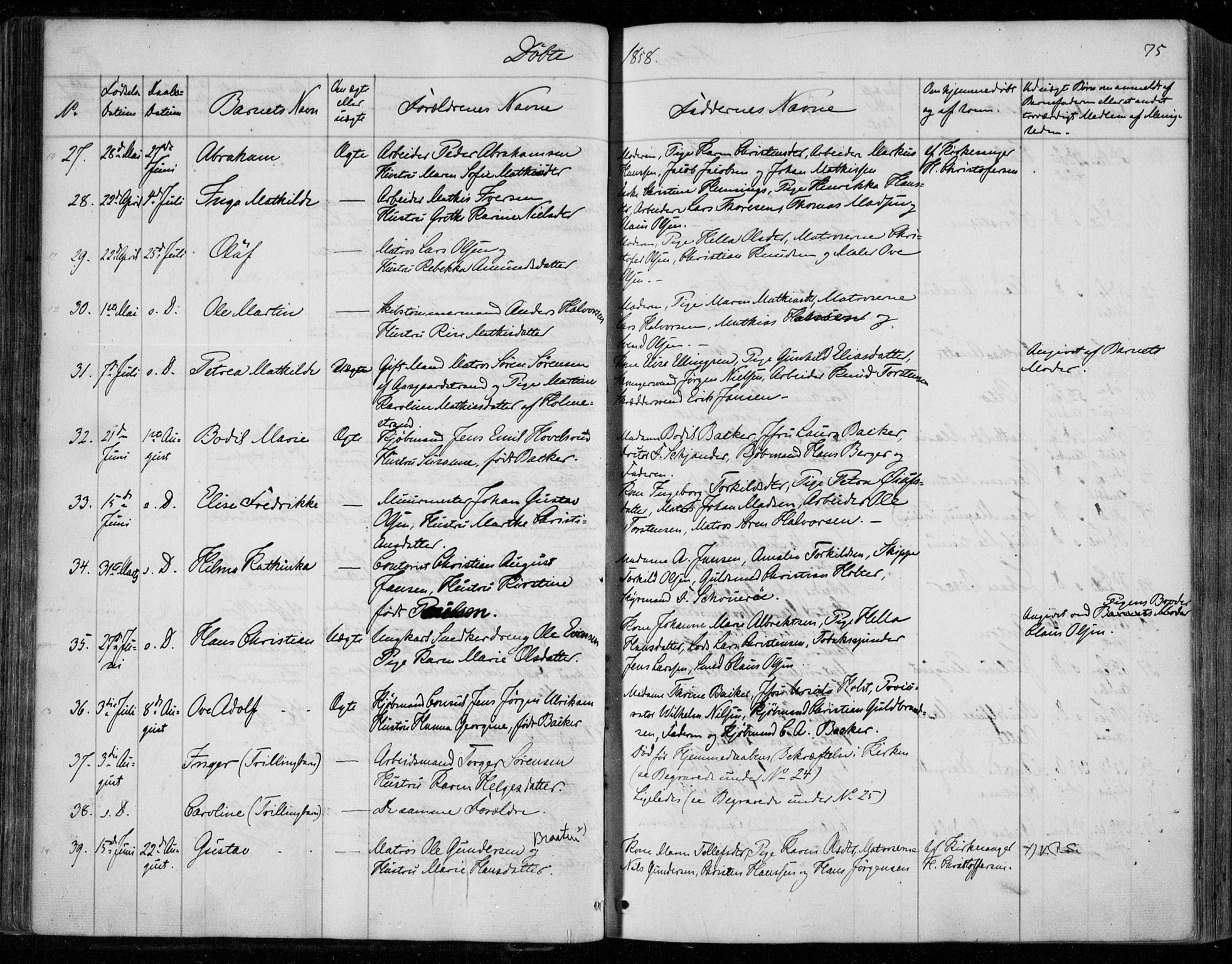 Holmestrand kirkebøker, AV/SAKO-A-346/F/Fa/L0002: Parish register (official) no. 2, 1840-1866, p. 75