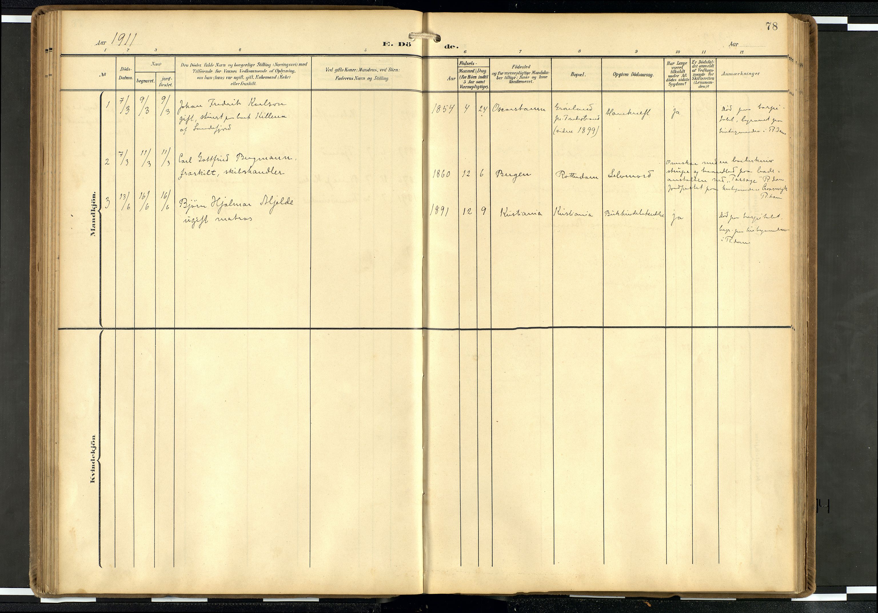 Den norske sjømannsmisjon i utlandet/Hollandske havner (Amsterdam-Rotterdam-Europort), AV/SAB-SAB/PA-0106/H/Ha/Haa/L0003: Parish register (official) no. A 3, 1908-1927, p. 77b-78a