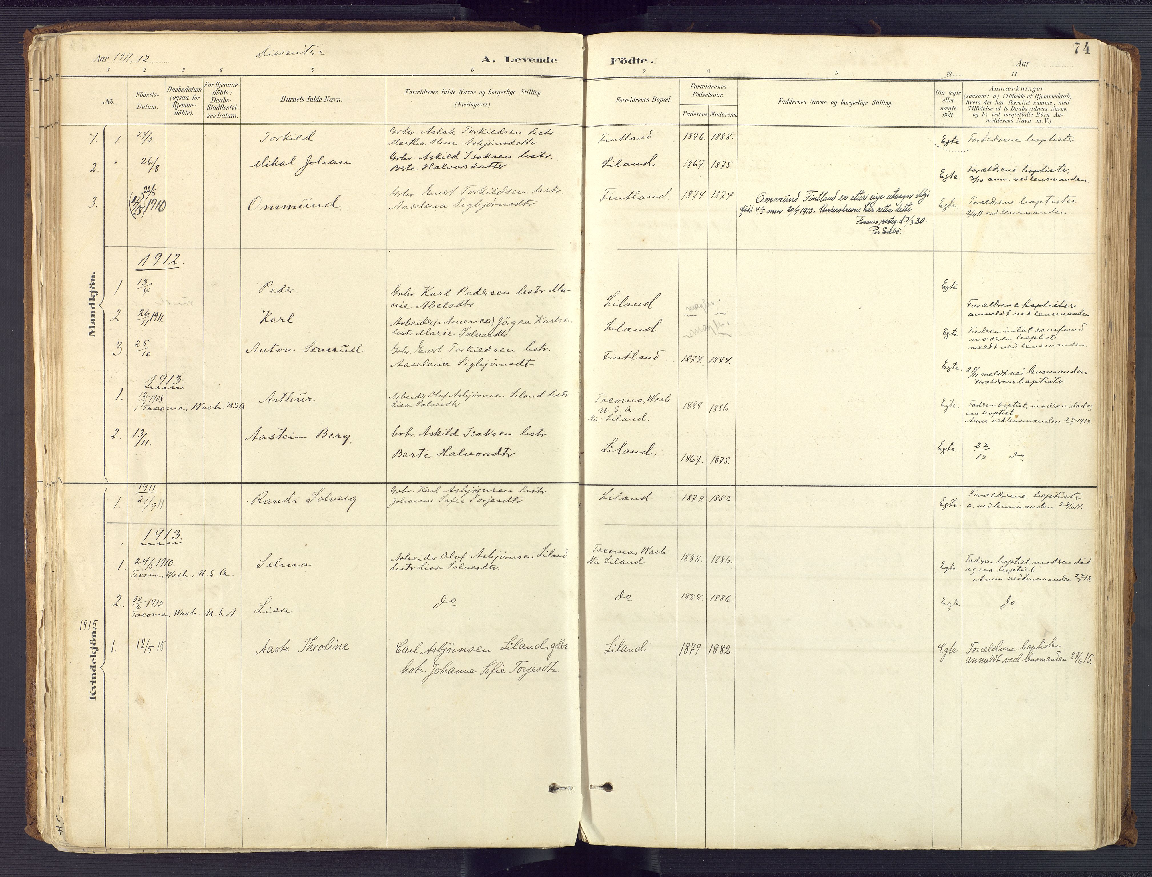 Sirdal sokneprestkontor, AV/SAK-1111-0036/F/Fa/Fab/L0004: Parish register (official) no. A 4, 1887-1919, p. 74