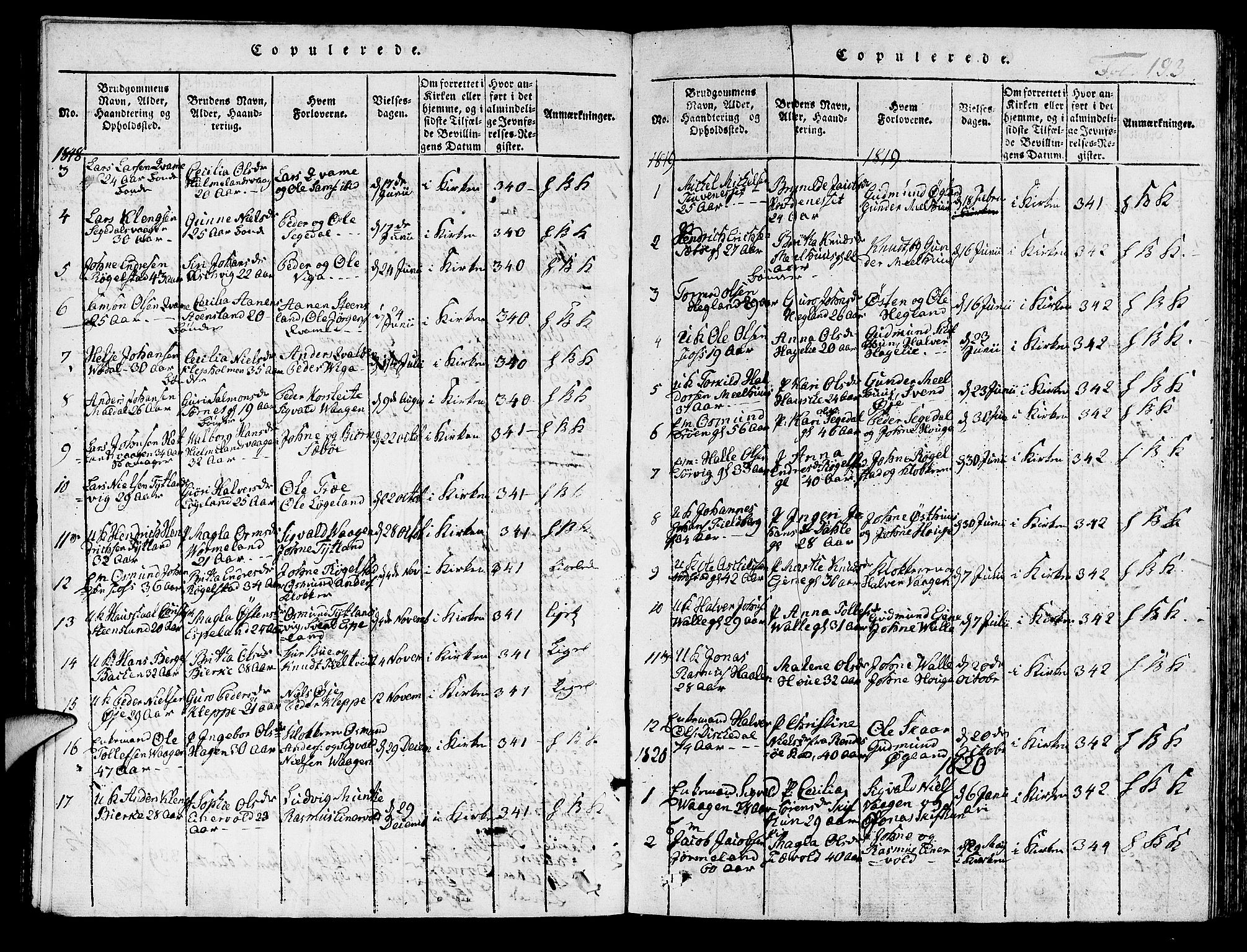 Hjelmeland sokneprestkontor, SAST/A-101843/01/IV/L0003: Parish register (official) no. A 3, 1816-1834, p. 193
