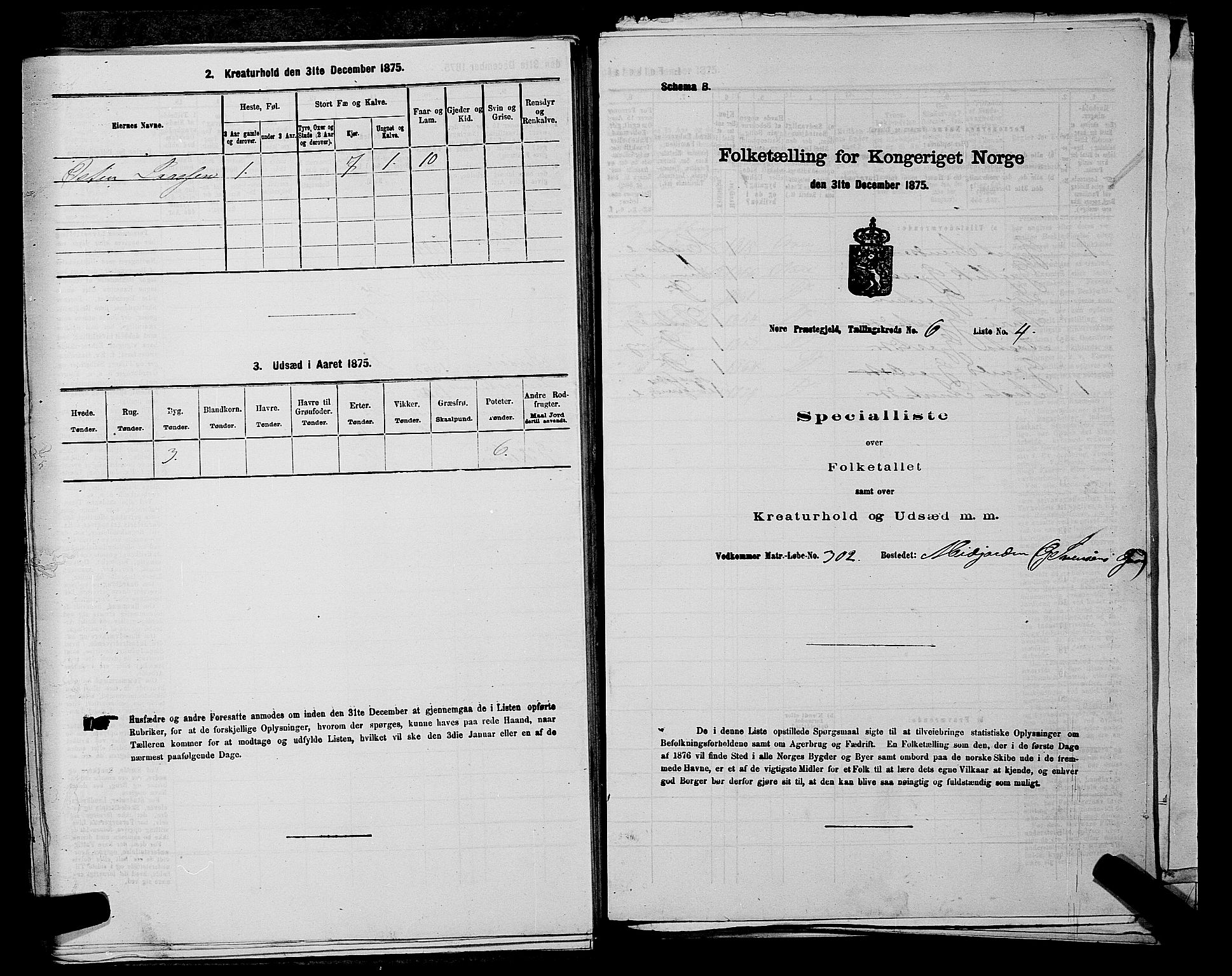 SAKO, 1875 census for 0633P Nore, 1875, p. 847