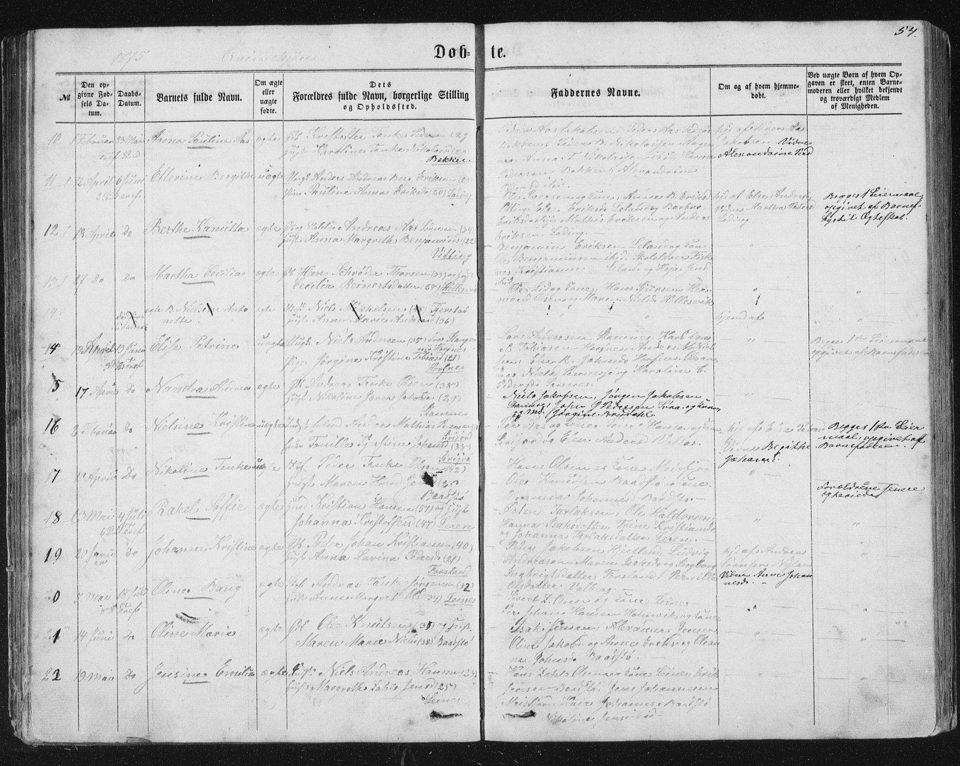 Ministerialprotokoller, klokkerbøker og fødselsregistre - Nordland, AV/SAT-A-1459/831/L0476: Parish register (copy) no. 831C03, 1866-1877, p. 54