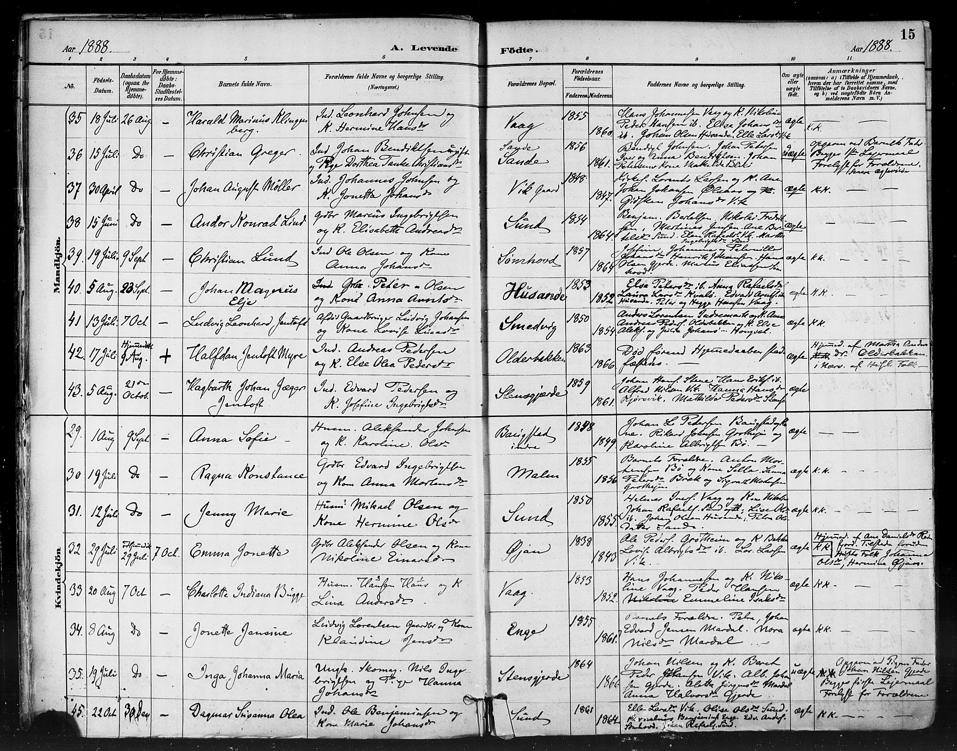 Ministerialprotokoller, klokkerbøker og fødselsregistre - Nordland, SAT/A-1459/812/L0178: Parish register (official) no. 812A07, 1886-1900, p. 15