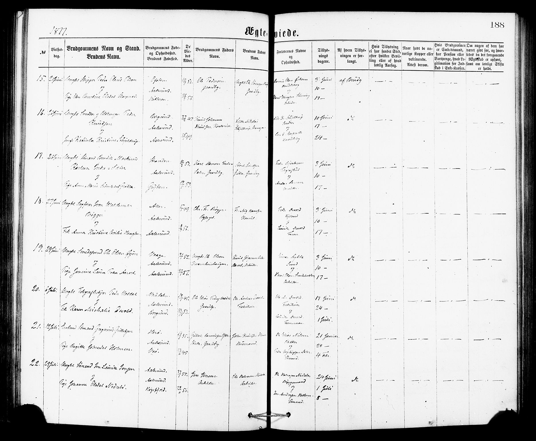 Ministerialprotokoller, klokkerbøker og fødselsregistre - Møre og Romsdal, SAT/A-1454/529/L0453: Parish register (official) no. 529A03, 1872-1877, p. 188