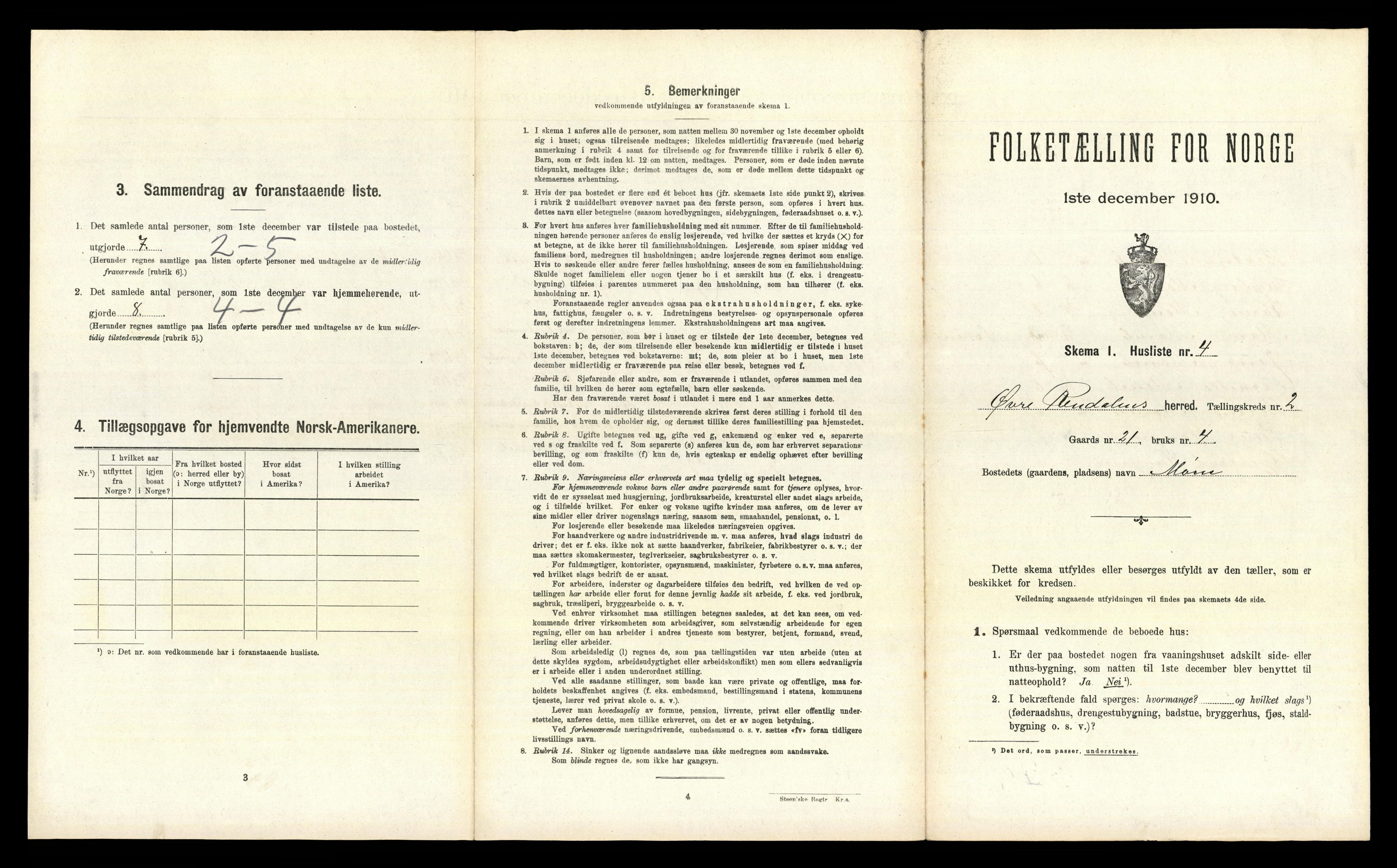 RA, 1910 census for Øvre Rendal, 1910, p. 184
