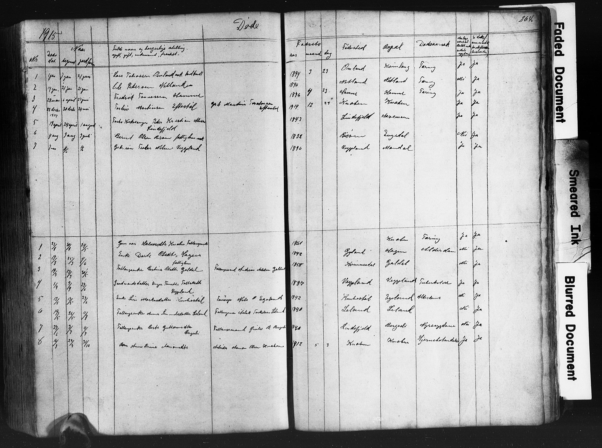 Fjotland sokneprestkontor, SAK/1111-0010/F/Fb/L0003: Parish register (copy) no. B 3, 1872-1924, p. 264