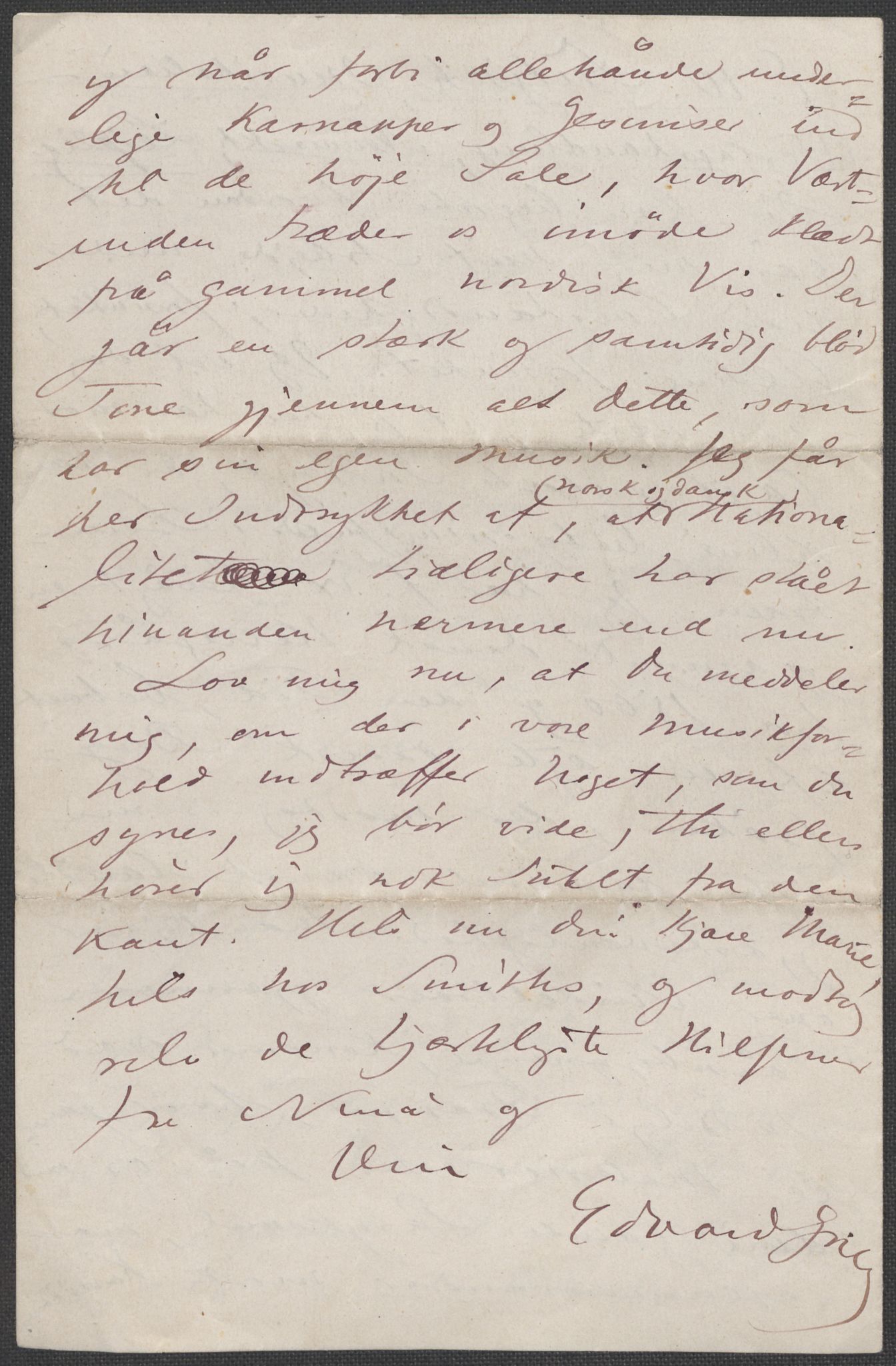 Beyer, Frants, AV/RA-PA-0132/F/L0001: Brev fra Edvard Grieg til Frantz Beyer og "En del optegnelser som kan tjene til kommentar til brevene" av Marie Beyer, 1872-1907, p. 43