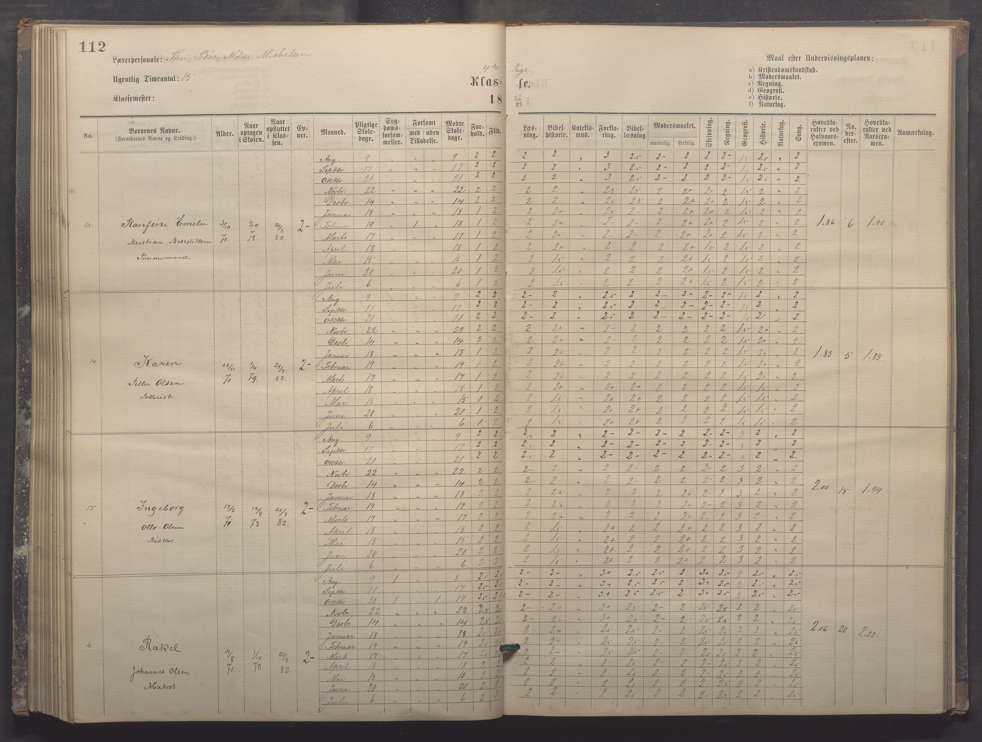 Egersund kommune (Ladested) - Egersund almueskole/folkeskole, IKAR/K-100521/H/L0017: Skoleprotokoll - Almueskolen, 5./6. klasse, 1877-1887, p. 112