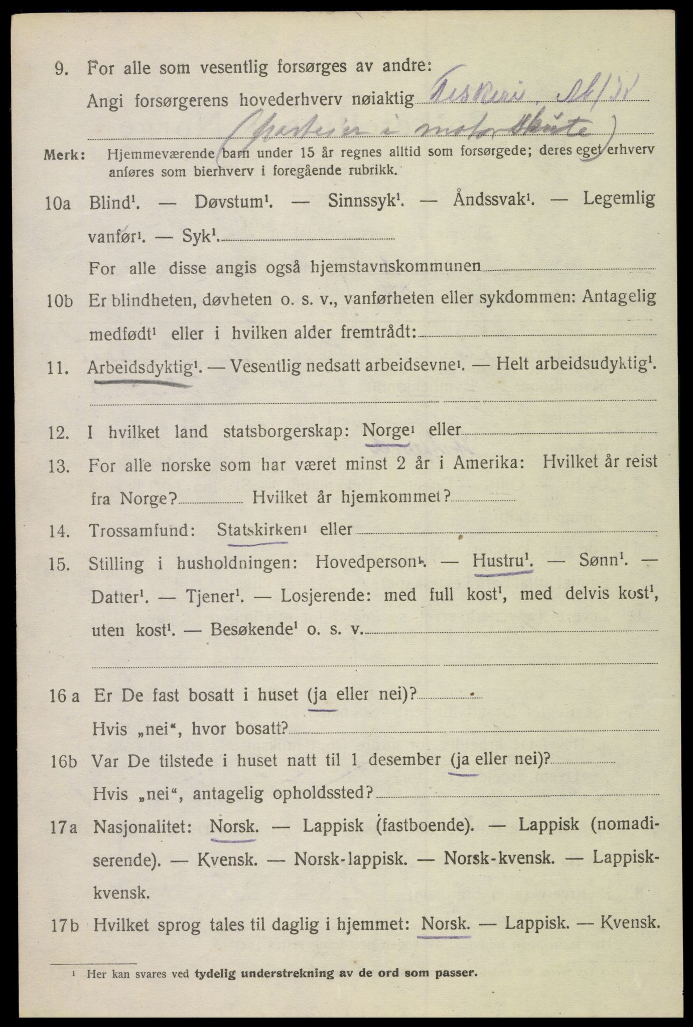 SAT, 1920 census for Hadsel, 1920, p. 19455