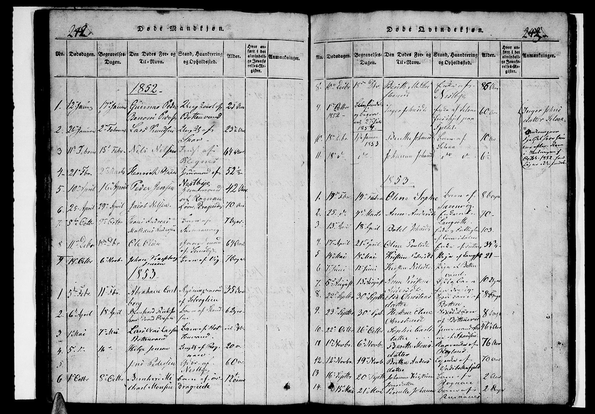 Ministerialprotokoller, klokkerbøker og fødselsregistre - Nordland, SAT/A-1459/847/L0676: Parish register (copy) no. 847C04, 1821-1853, p. 242-243