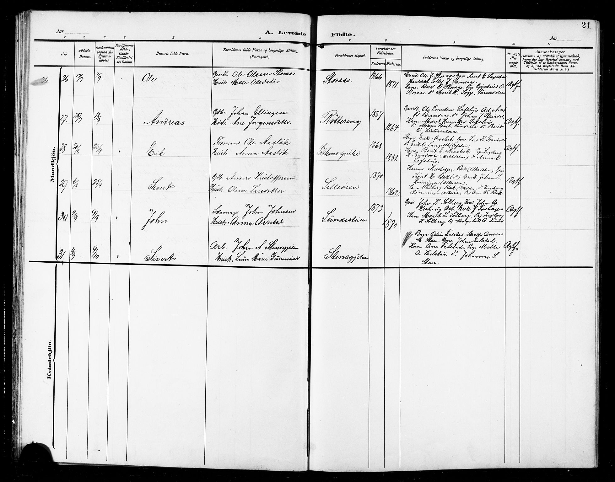 Ministerialprotokoller, klokkerbøker og fødselsregistre - Sør-Trøndelag, AV/SAT-A-1456/672/L0864: Parish register (copy) no. 672C03, 1902-1914, p. 21