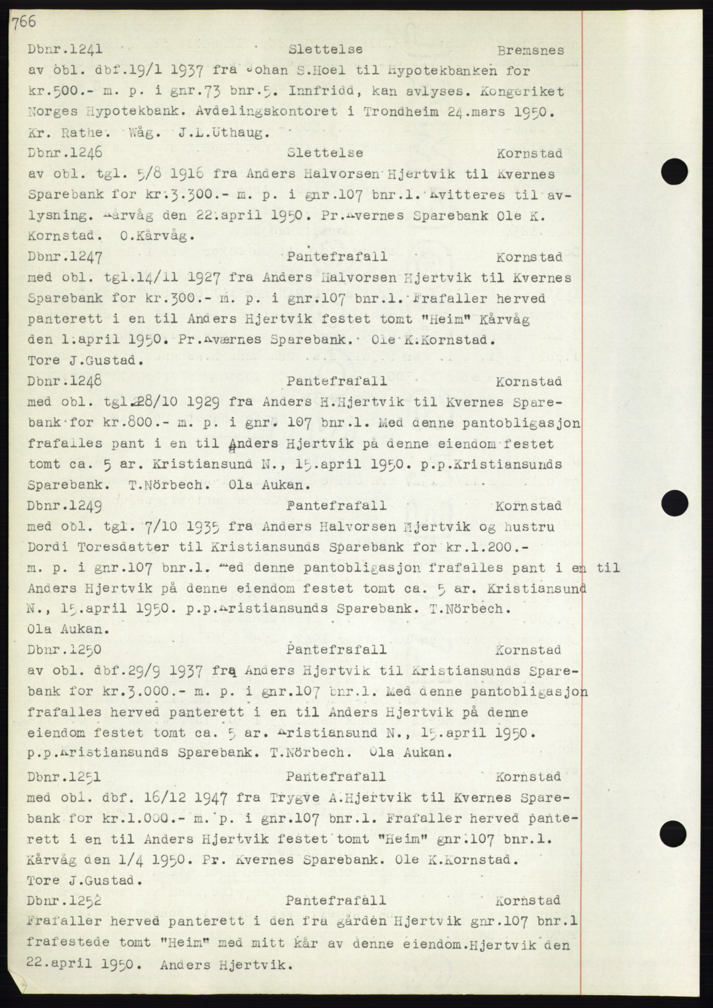 Nordmøre sorenskriveri, SAT/A-4132/1/2/2Ca: Mortgage book no. C82b, 1946-1951, Diary no: : 1241/1950