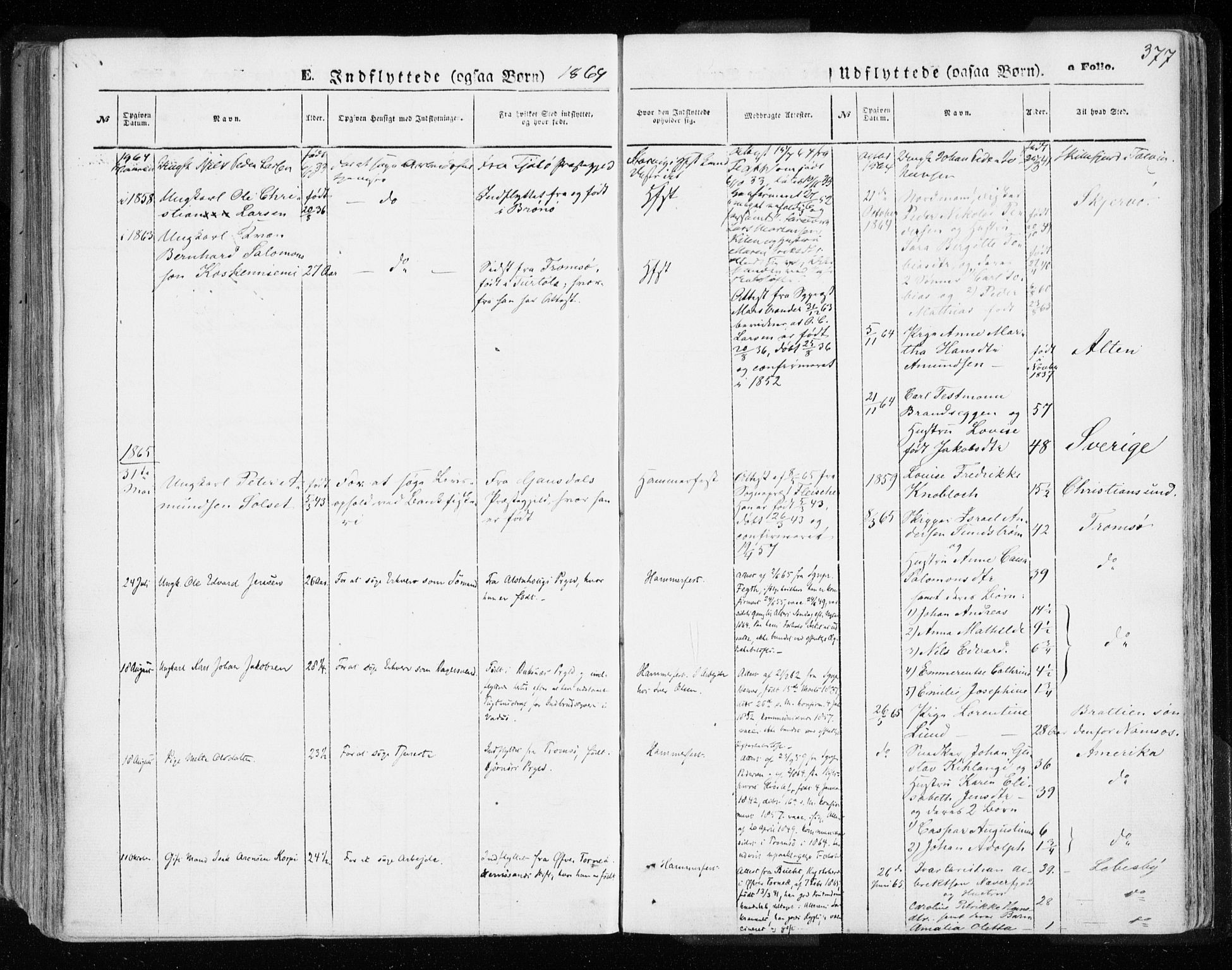 Hammerfest sokneprestkontor, AV/SATØ-S-1347/H/Ha/L0005.kirke: Parish register (official) no. 5, 1857-1869, p. 377