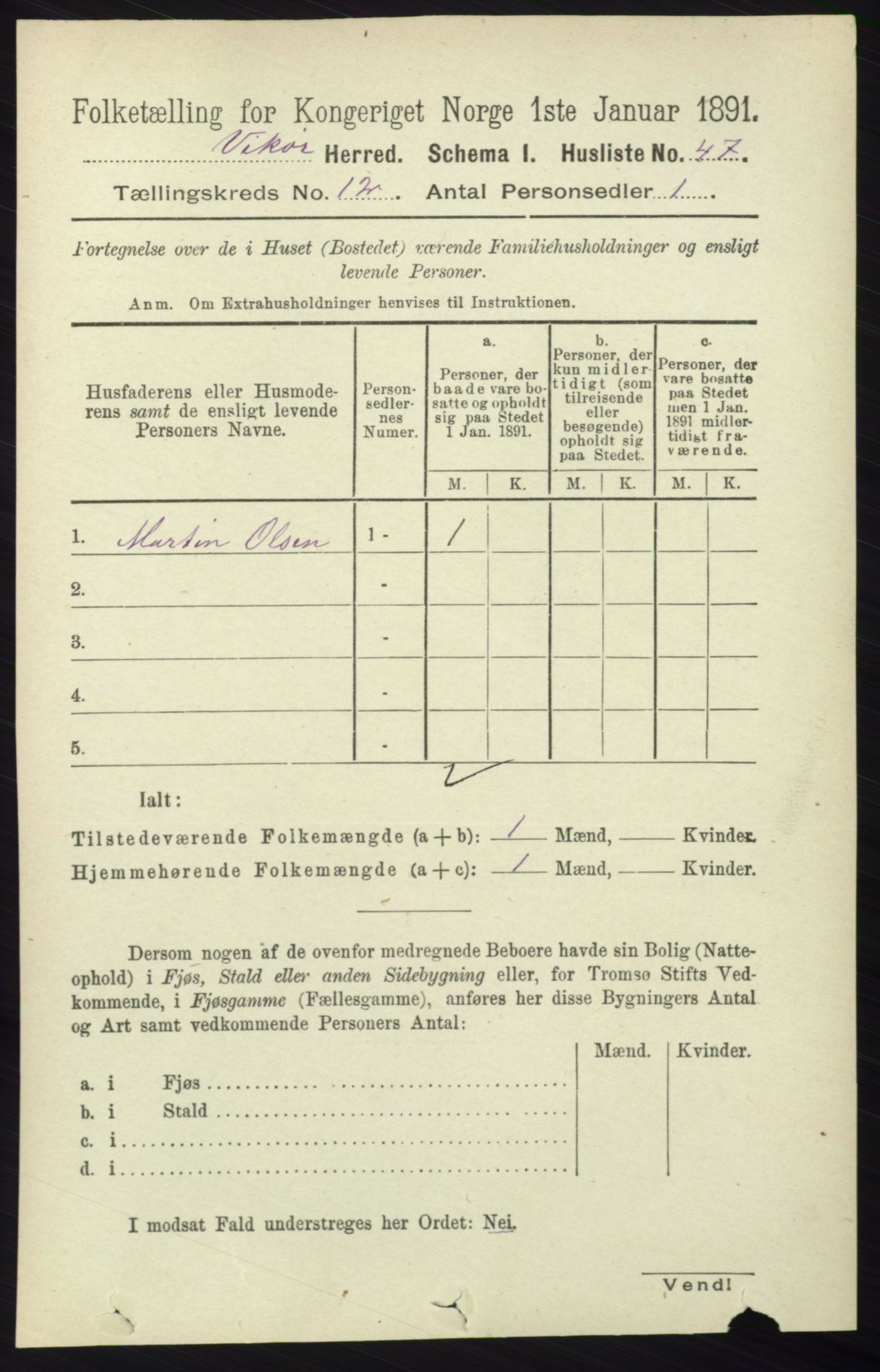 RA, 1891 census for 1238 Vikør, 1891, p. 3304