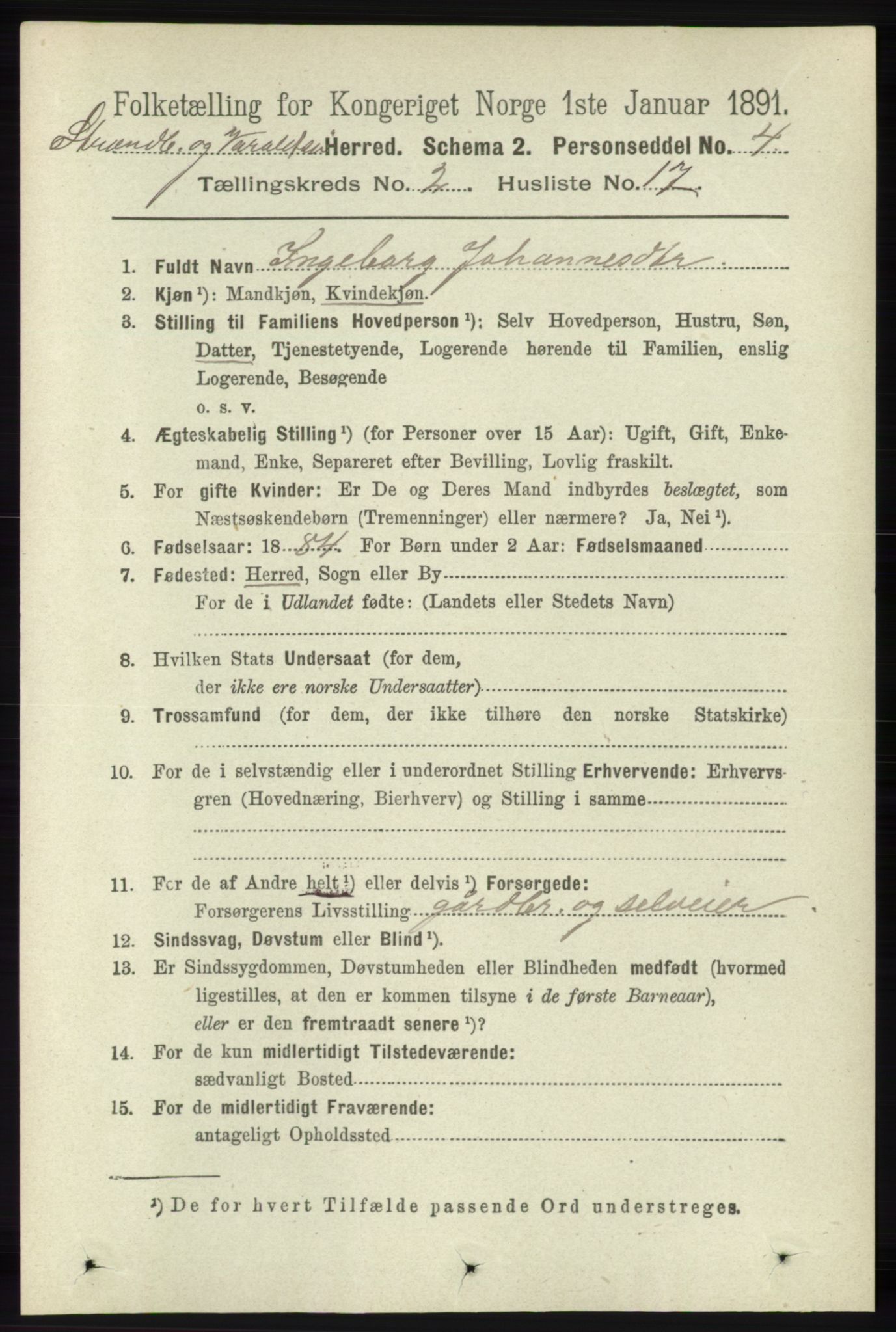 RA, 1891 census for 1226 Strandebarm og Varaldsøy, 1891, p. 704